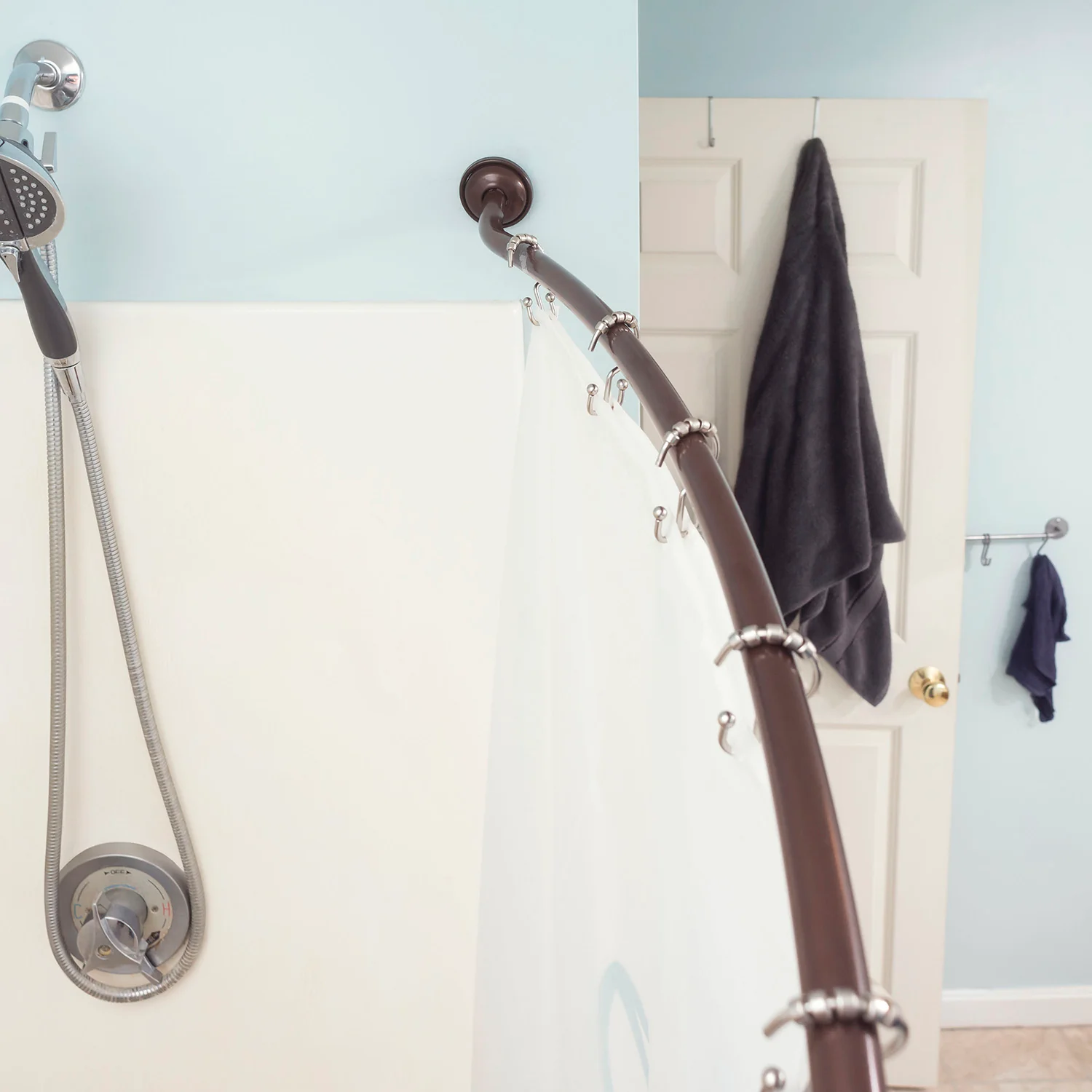 Home Basics Steel Curved Shower Rod, Bronze, 42-72 Inches
