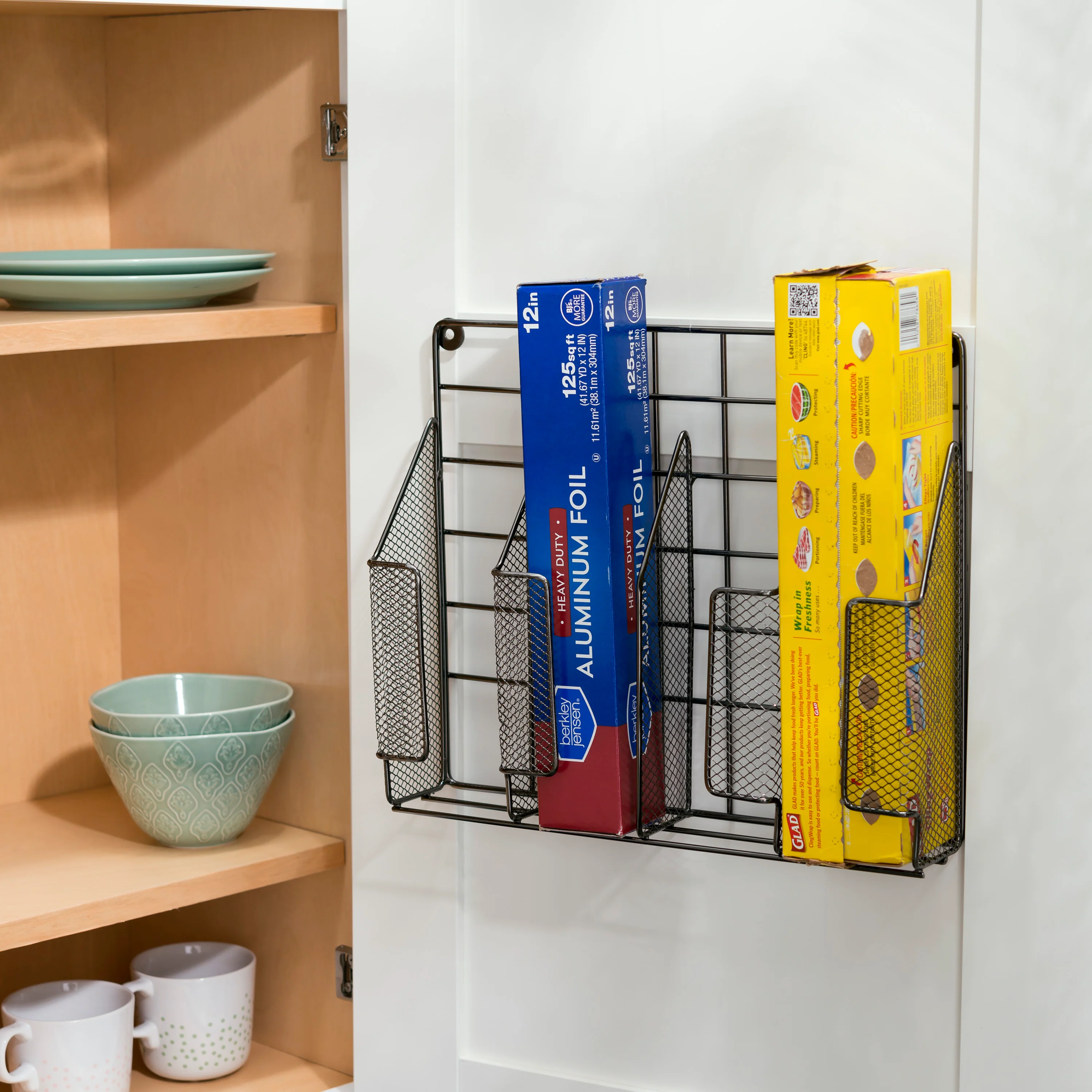 Home Basics Steel Kitchen Wrap Organizer, Black Onyx, 13.5x3.5x11.5 Inches - Image 8