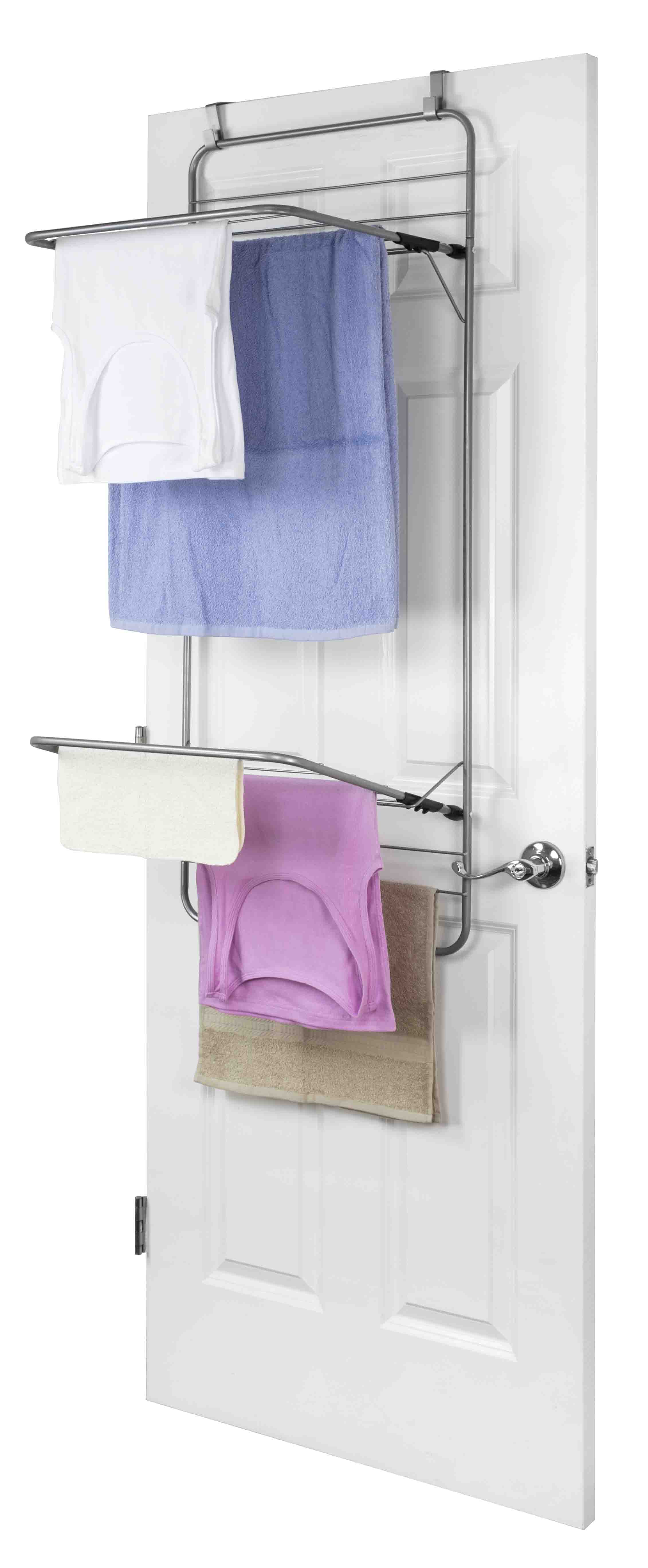 Home Basics Steel Over the Door Towel Dryer Rack, Grey - Image 2