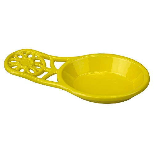 Home Basics Sunflower Collection Cast Iron Spoon Rest, Yellow, 7.5x3.5x1.3 Inches - Image 2