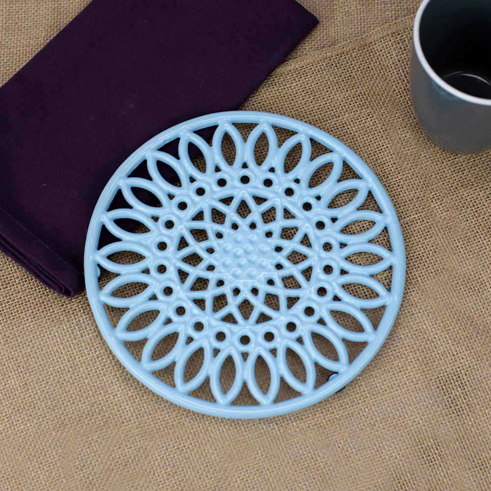 Home Basics Sunflower Heavy Weight Cast Iron Trivet, Light Blue - Image 4