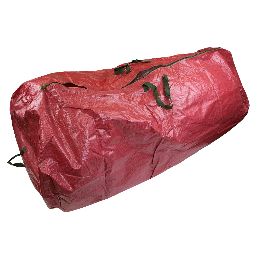 Home Basics Textured PVC Artificial Christmas Tree Holiday Storage Bag Organizer with Reinforced Nylon Handles, Red