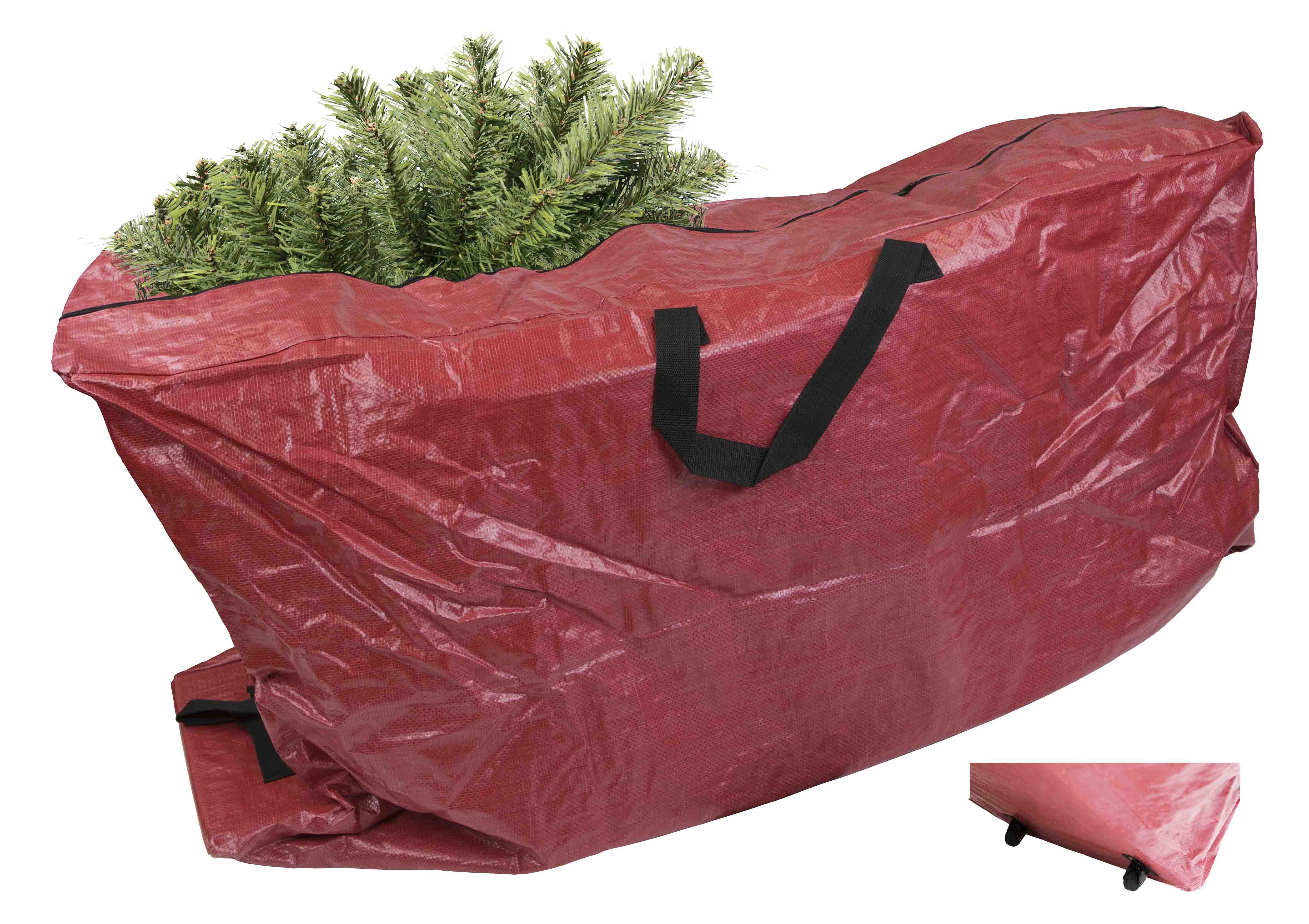 Home Basics Textured PVC Rolling Christmas Tree Bag, Red