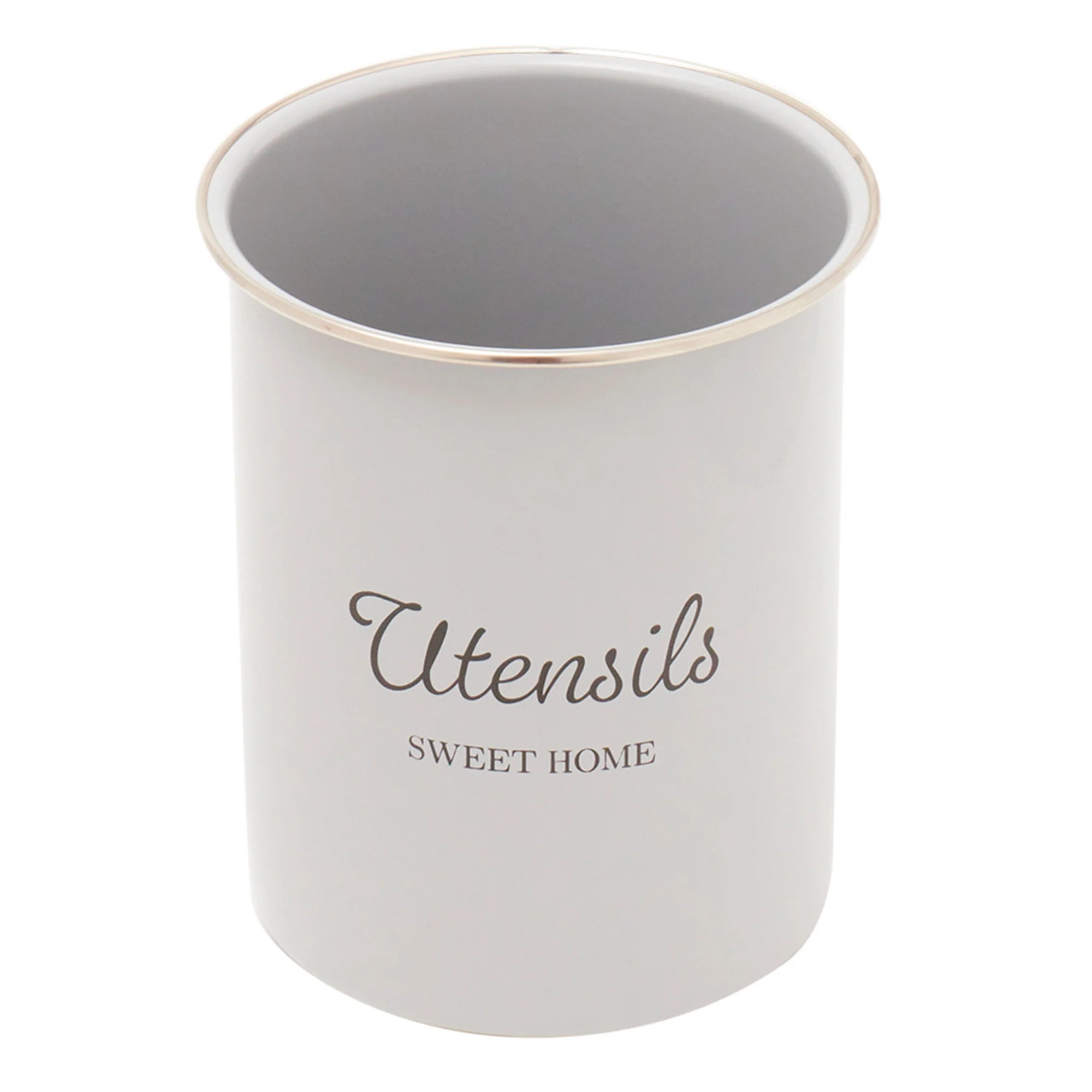Home Basics Tin Kitchen Utensil Holder, Bonny Grey, 5x6 Inches