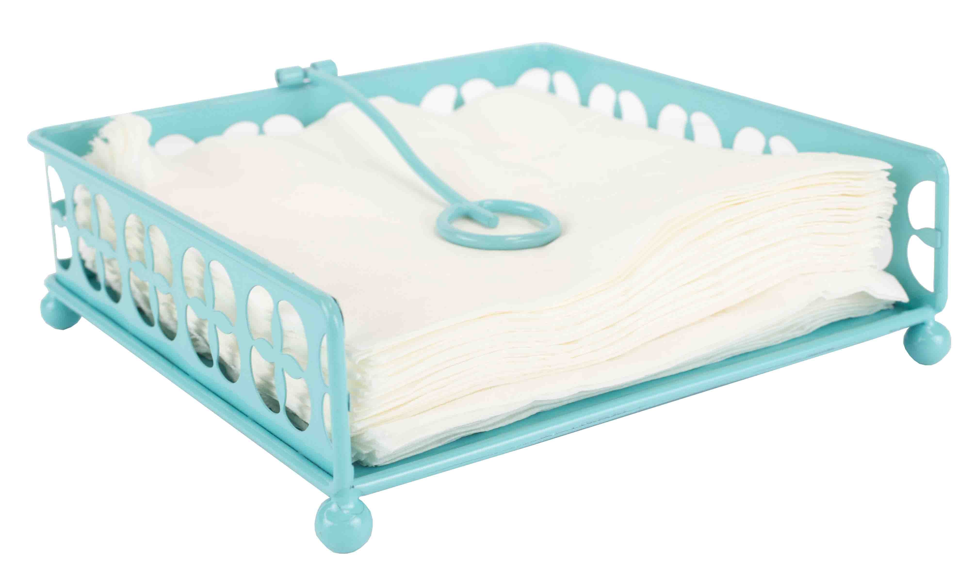 Home Basics Turquoise Collection Trinity Flat Napkin Holder, Turquoise