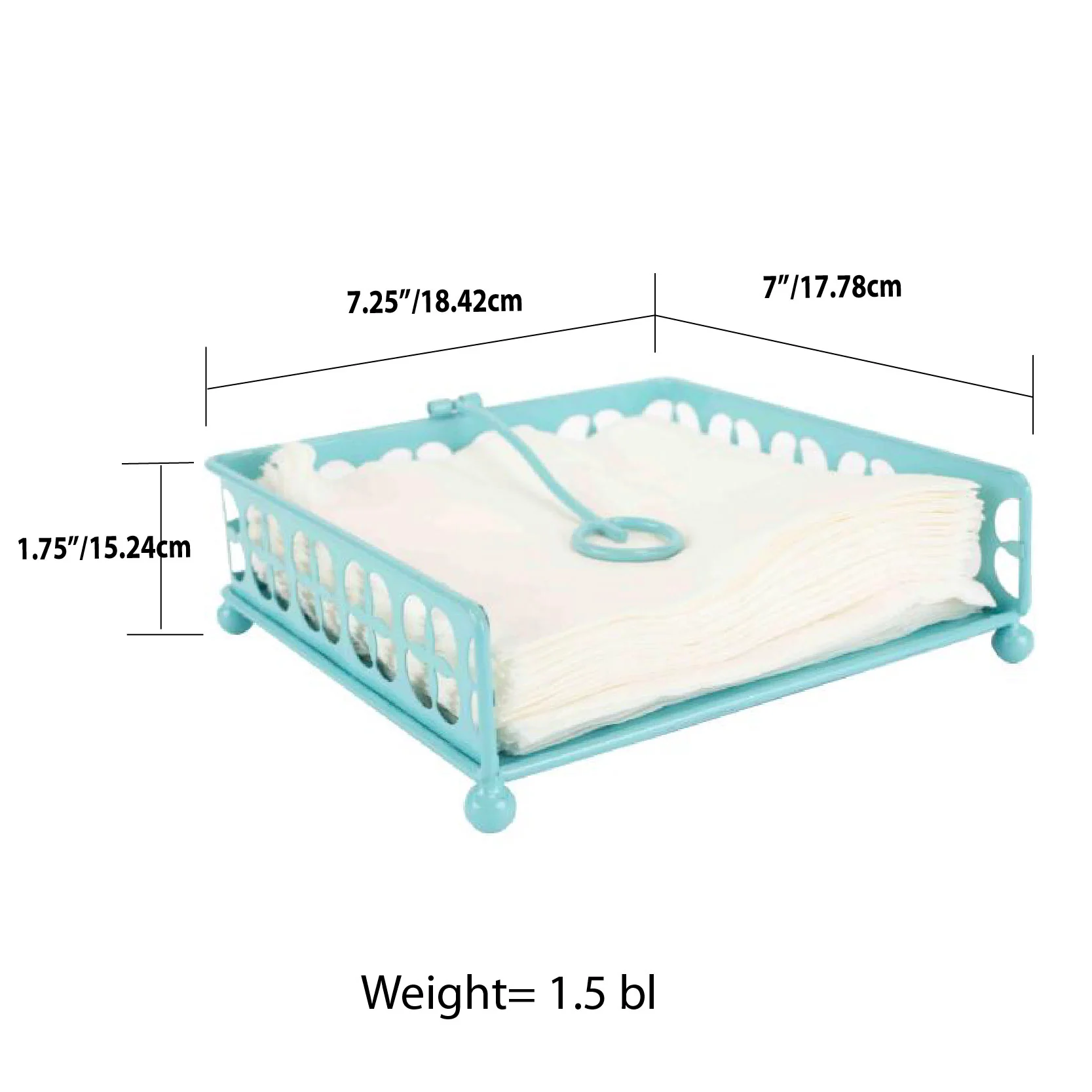 Home Basics Turquoise Collection Trinity Flat Napkin Holder, Turquoise - Image 5