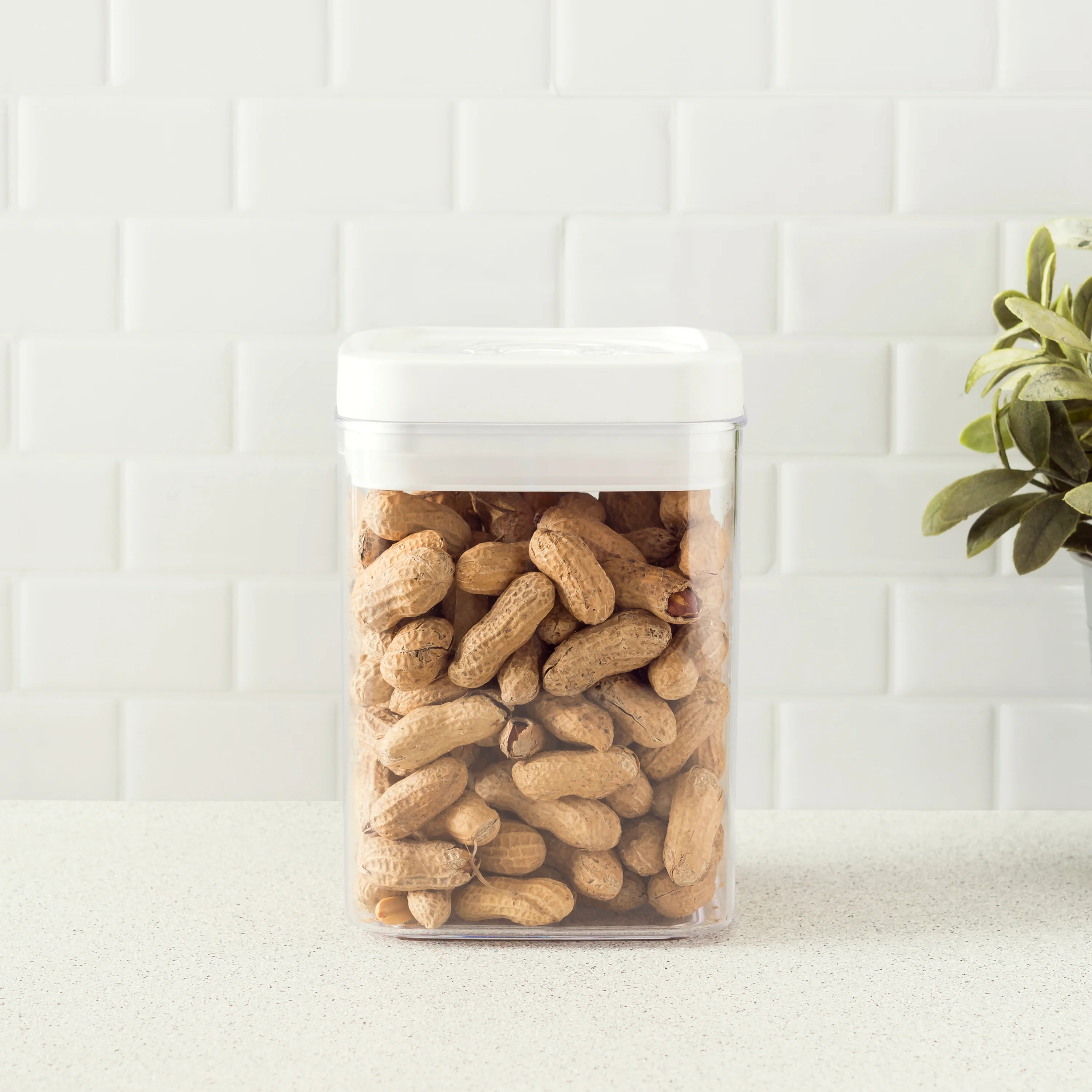 Home Basics Twist N’ Lock Square Food Storage Canister, Clear, 1.7 Liters - Image 5