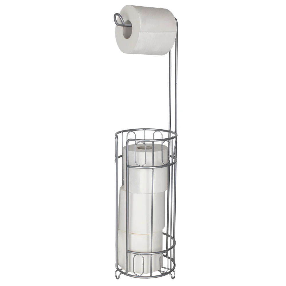 Home Basics Unity Free-Standing Dispensing Toilet Paper Holder, Silver - Image 3