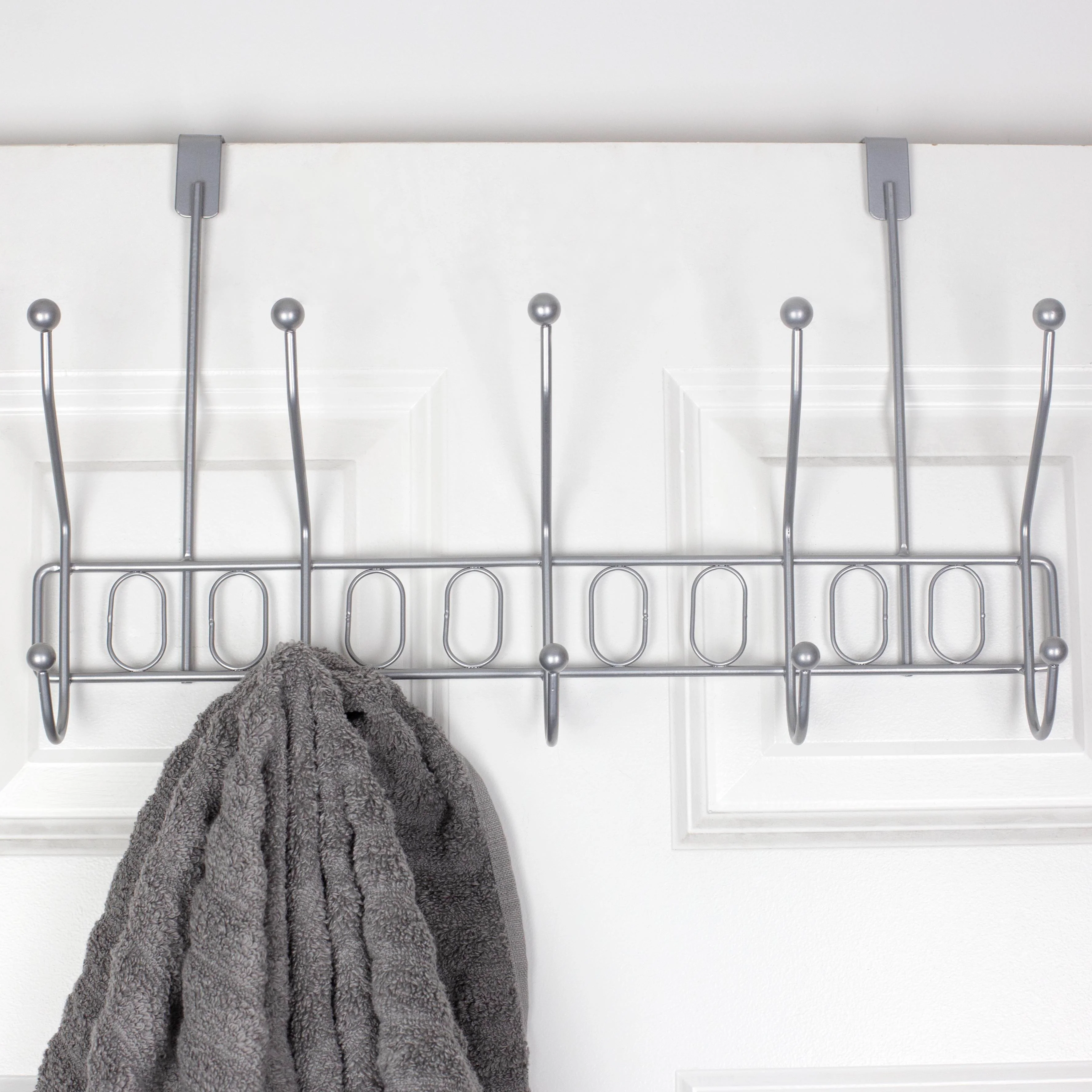 Home Basics Unity Over the Door 5 Hook Hanging Rack, Silver - Image 6