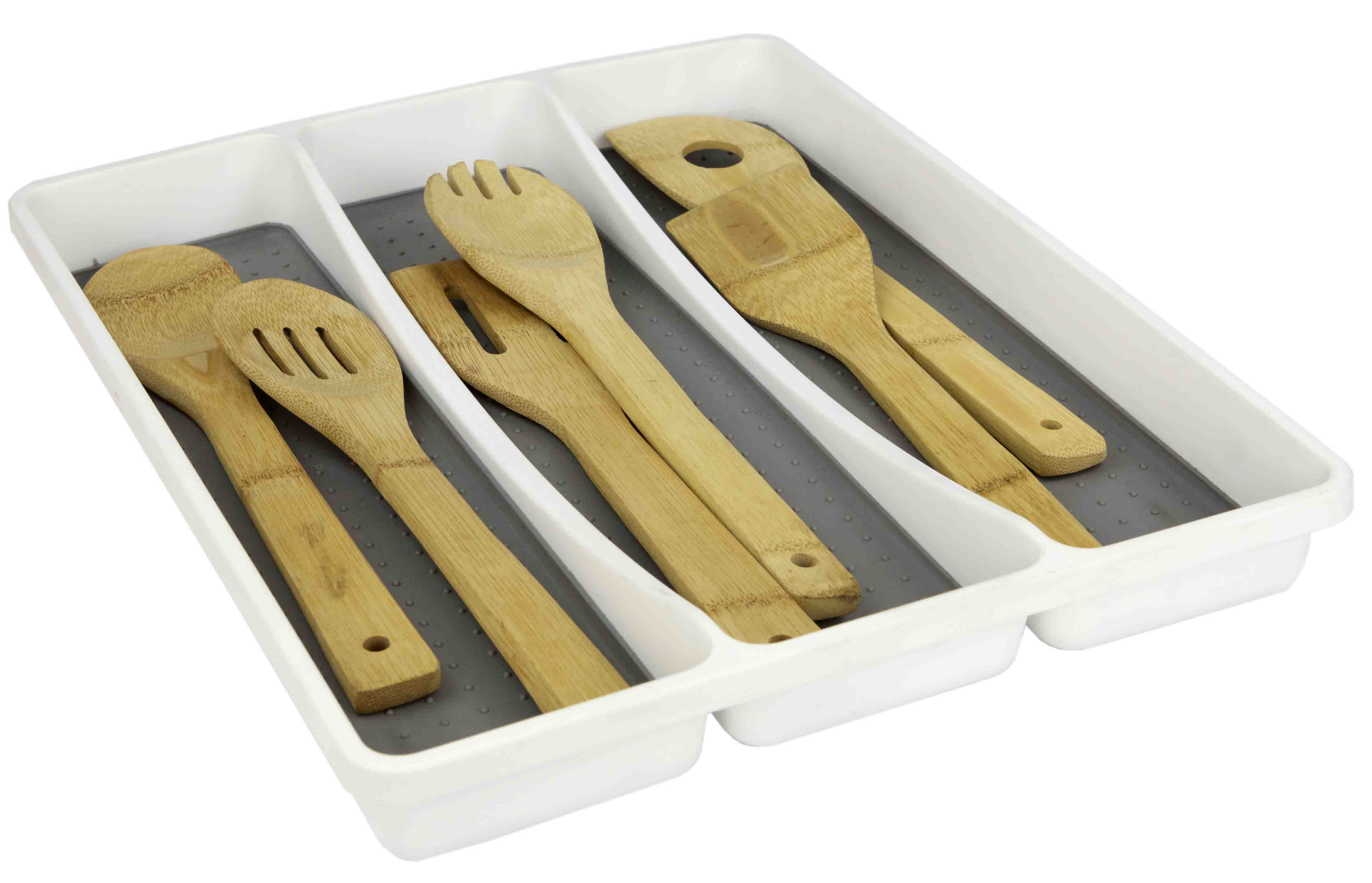 Home Basics Utensil Tray with Rubber Lined Compartments