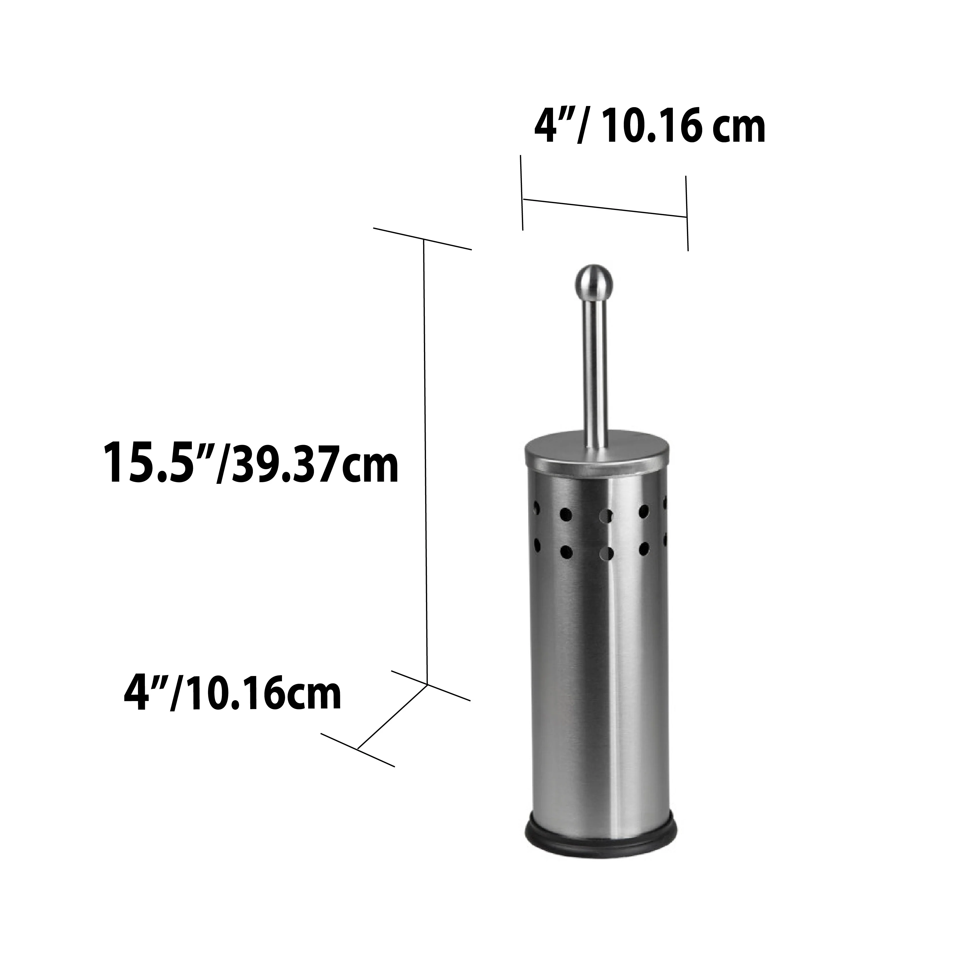 Home Basics Vented Stainless Steel Toilet Brush Holder, Silver, 4x14.5 Inches - Image 5