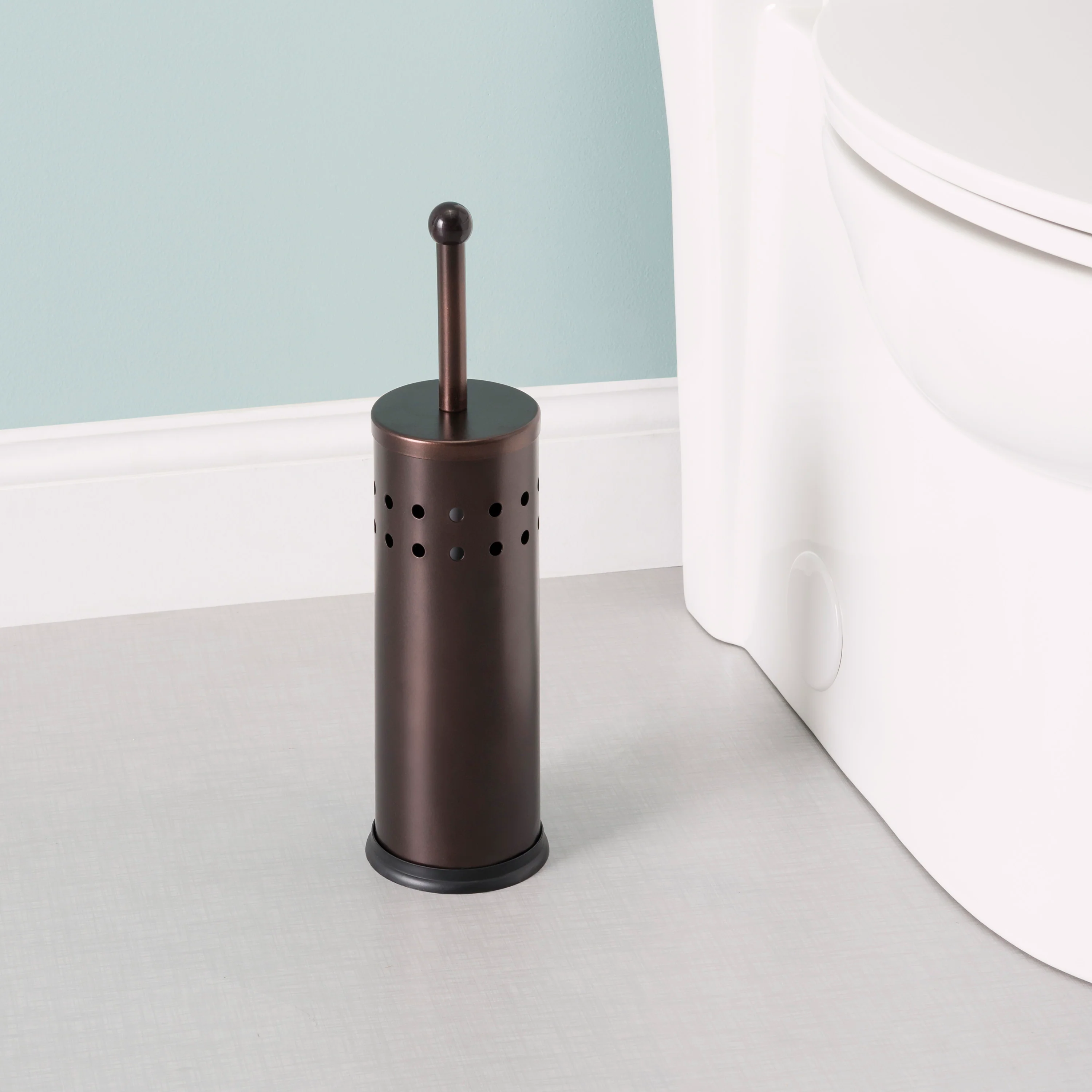 Home Basics Vented Stainless Steel Toilet Brush Set, Bronze - Image 2