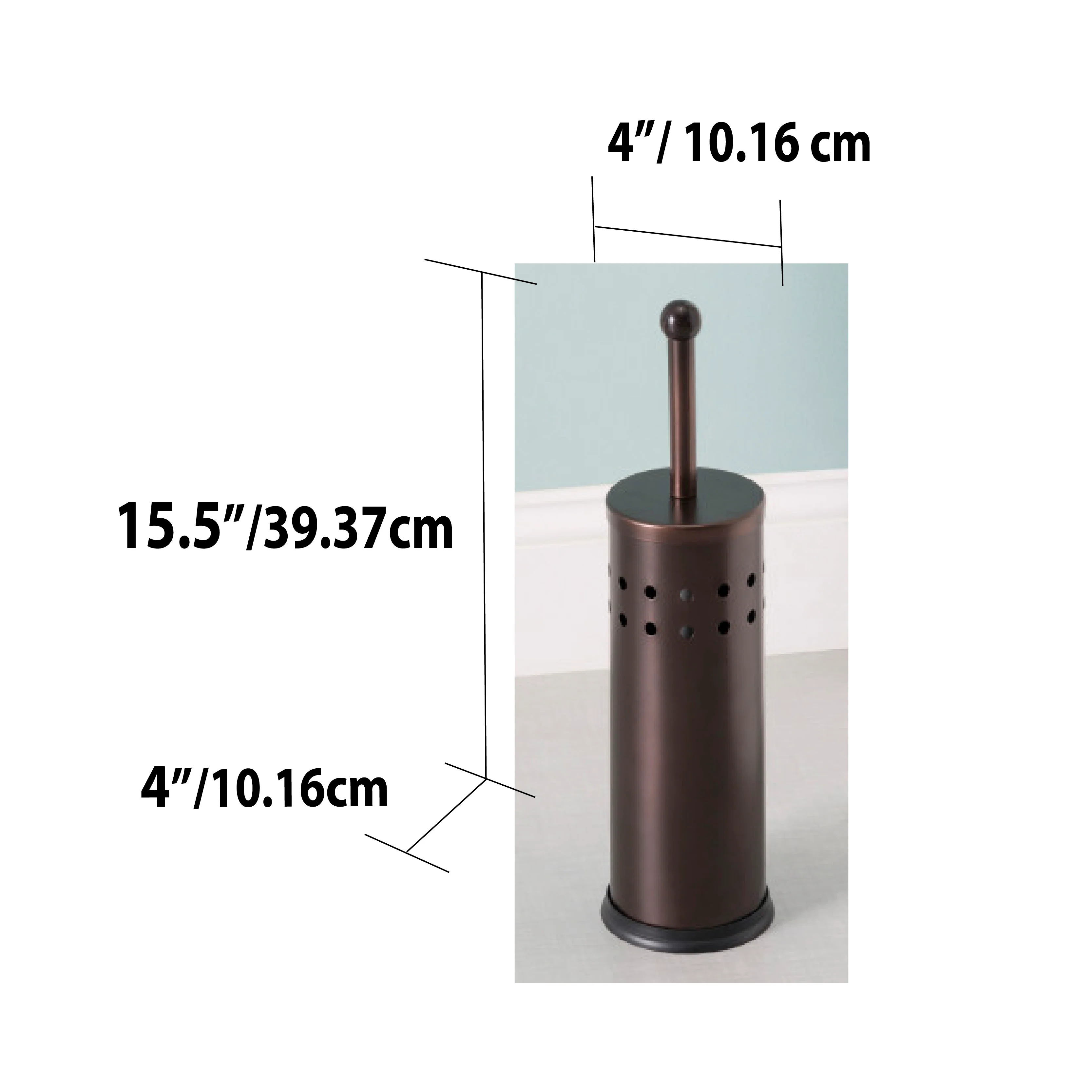 Home Basics Vented Stainless Steel Toilet Brush Set, Bronze - Image 3
