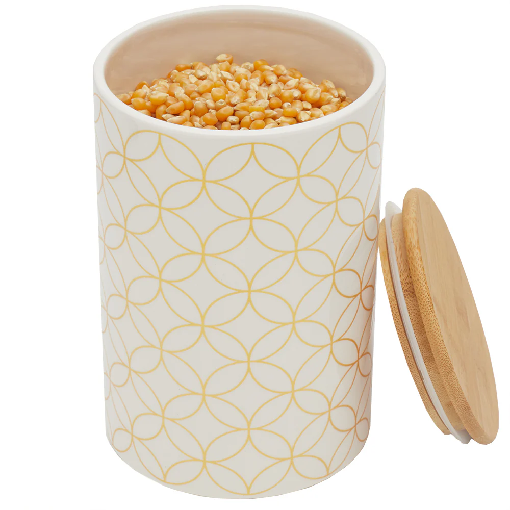 Home Basics Vescia Large Ceramic Canister with Bamboo Top - Image 3