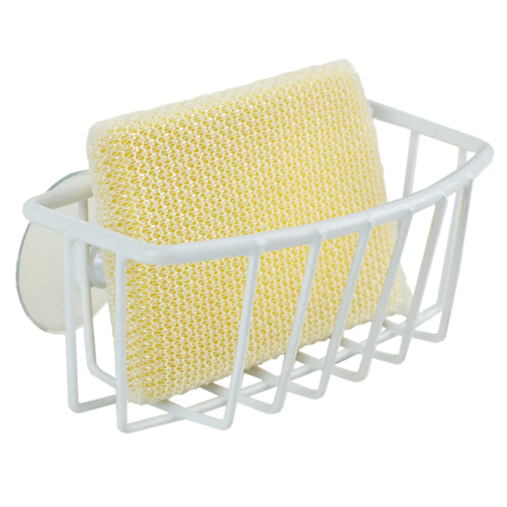 Home Basics Vinyl Coated Steel  Sponge Holder with Suction Cups, White - Image 3