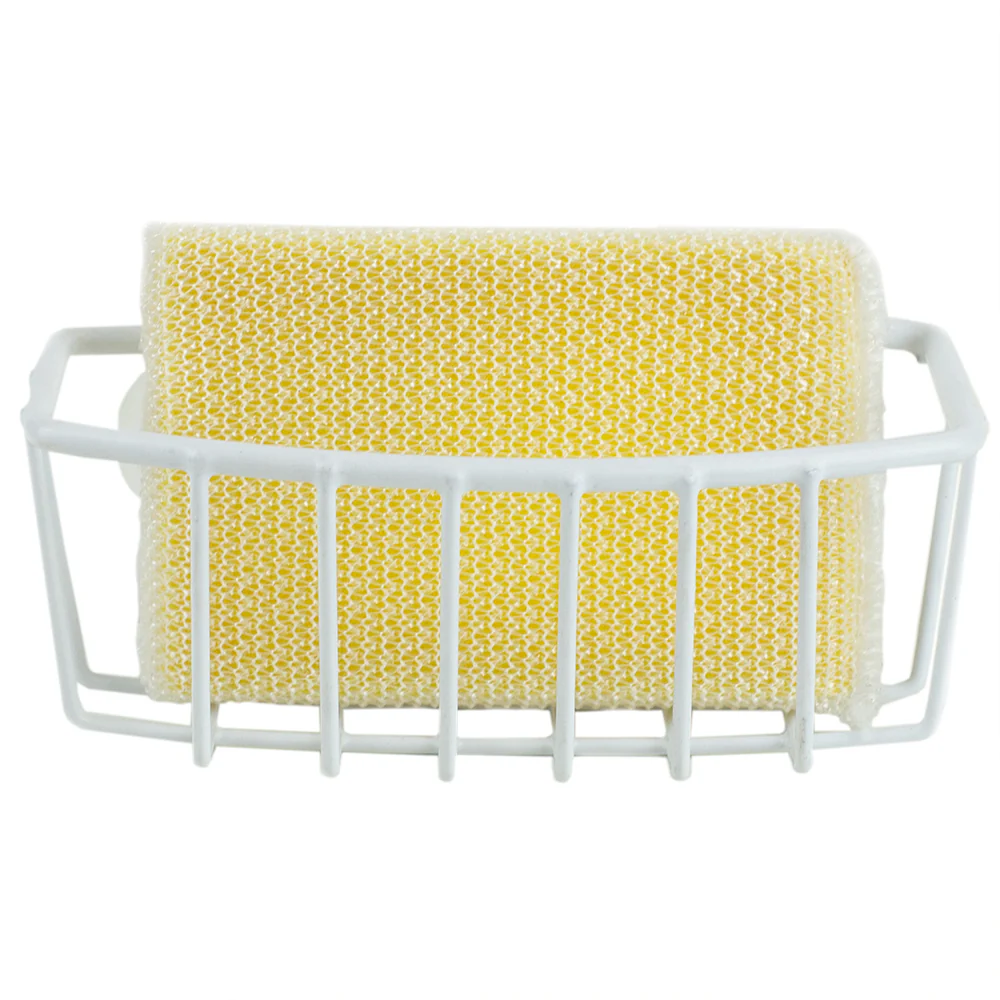 Home Basics Vinyl Coated Steel  Sponge Holder with Suction Cups, White - Image 5