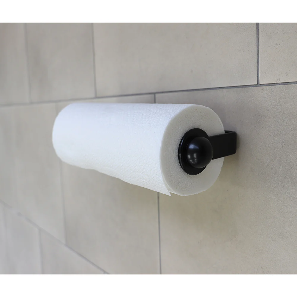 Home Basics Wall Mounted Plastic Paper Towel Holder, Black - Image 4