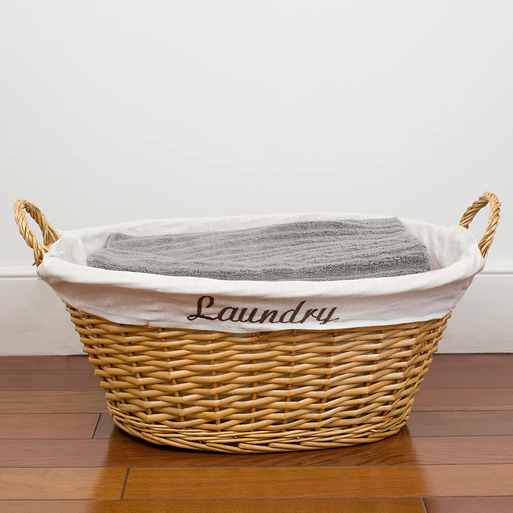 Home Basics Wicker Laundry Basket with Removeable Liner, Natural, 22x17x9.5 Inches - Image 6