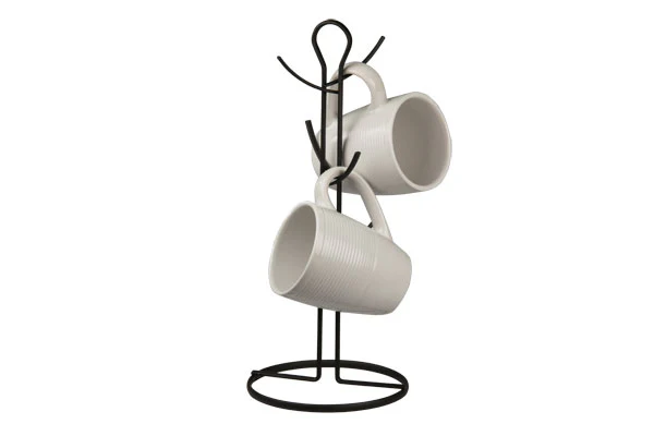 Home Basics Wire Collection 6 Hook Mug Tree, Black