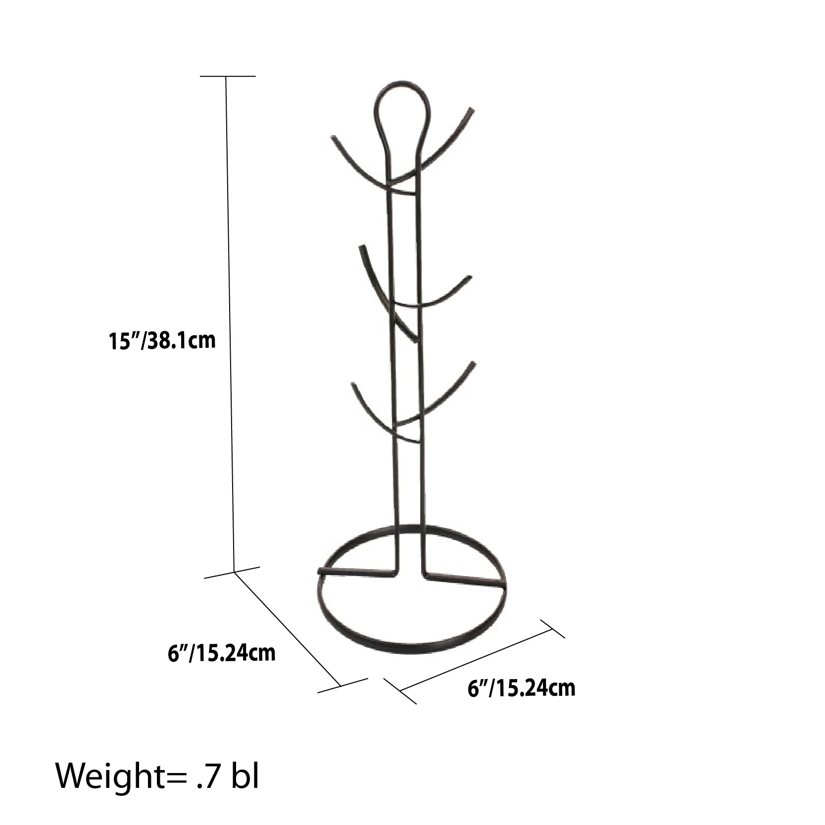 Home Basics Wire Collection 6 Hook Mug Tree, Black - Image 6