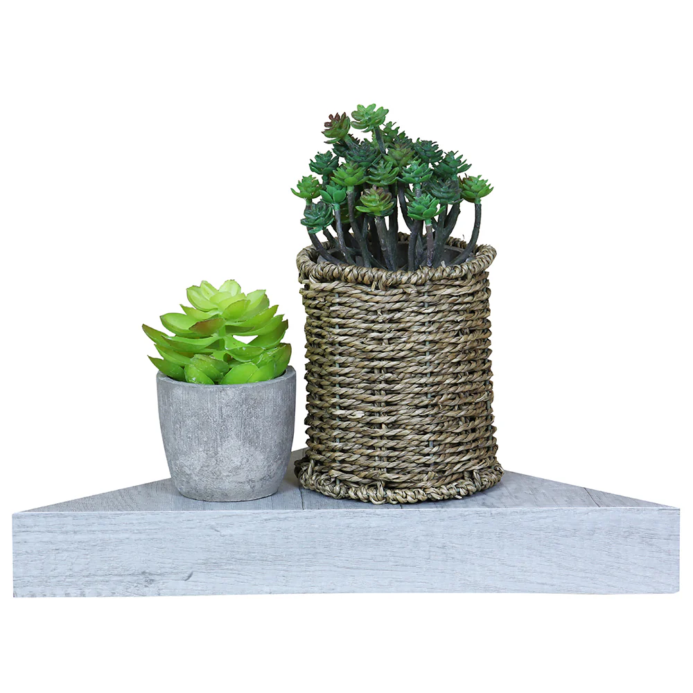 Home Basics Wood Corner Floating Shelf, Grey