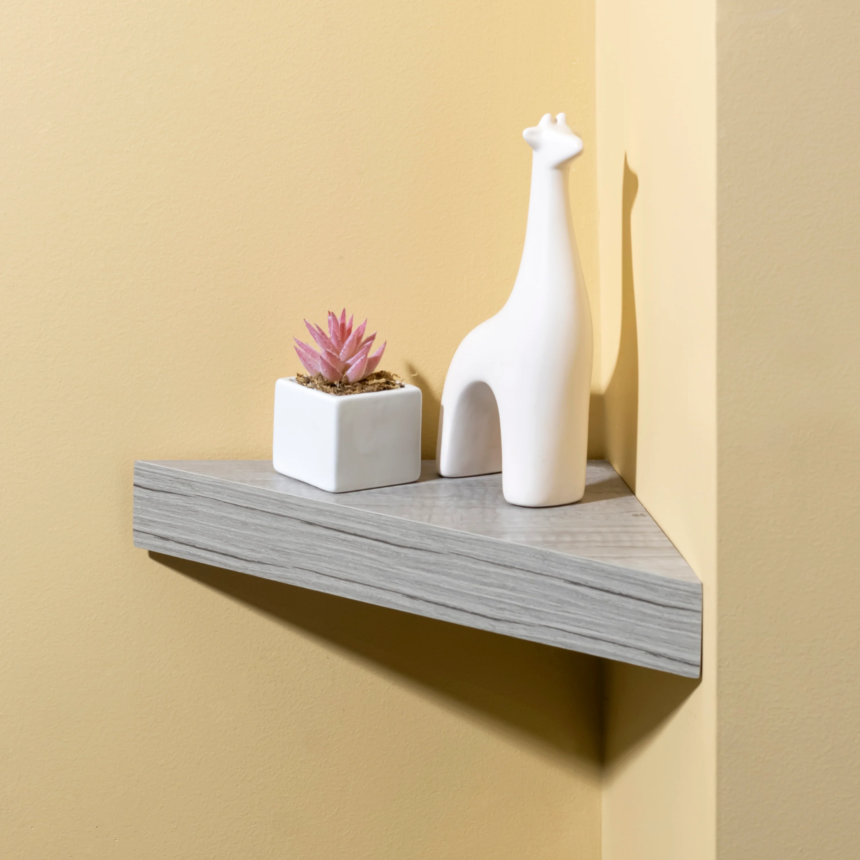 Home Basics Wood Corner Floating Shelf, Grey - Image 4
