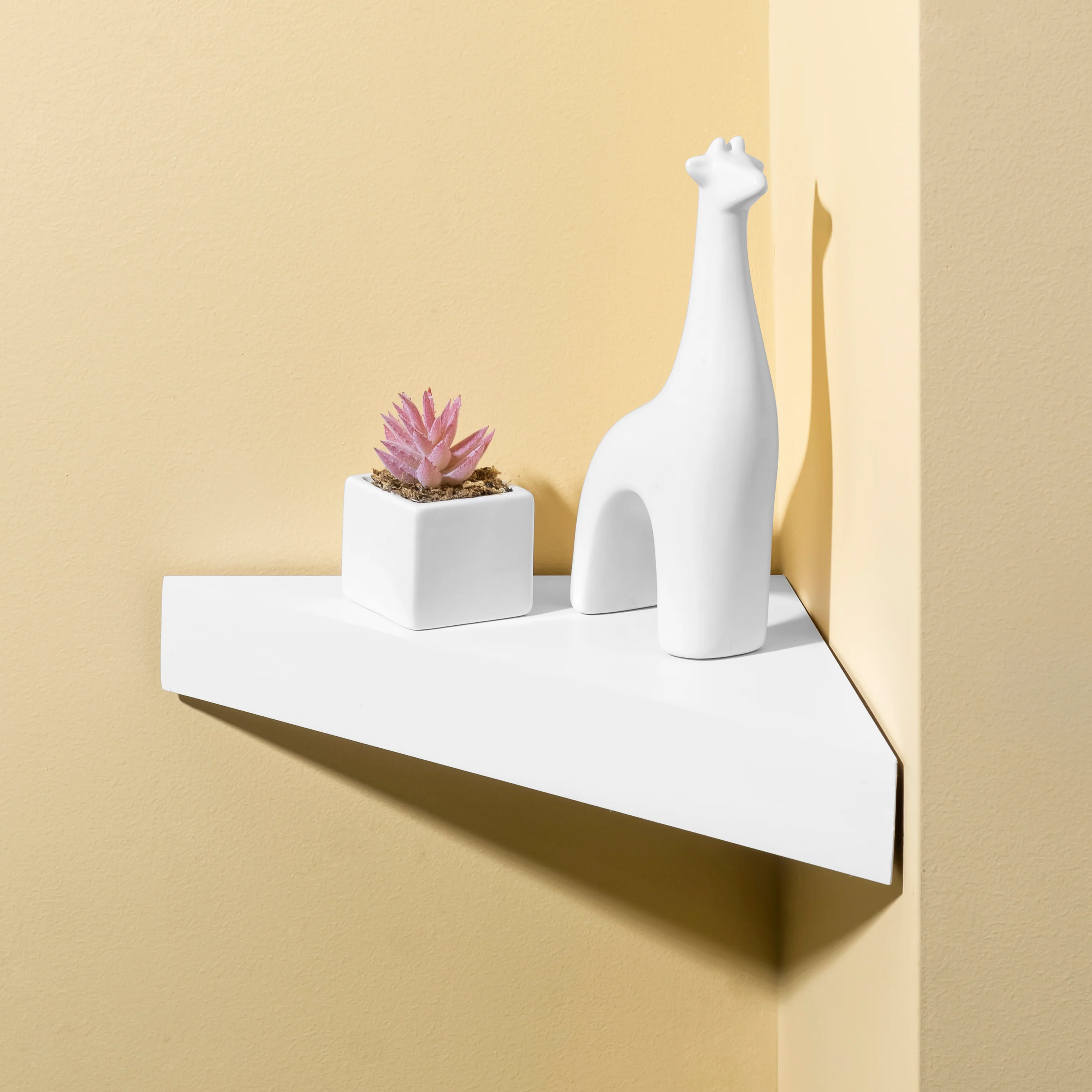 Home Basics Wood Corner Floating Shelf, White - Image 4