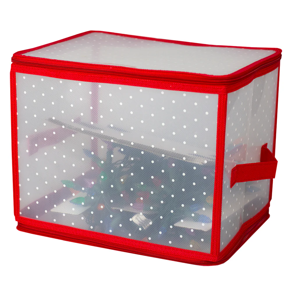 Home Basics Zippered Christmas Light Organizer, Red, 12.6x11x11 Inches