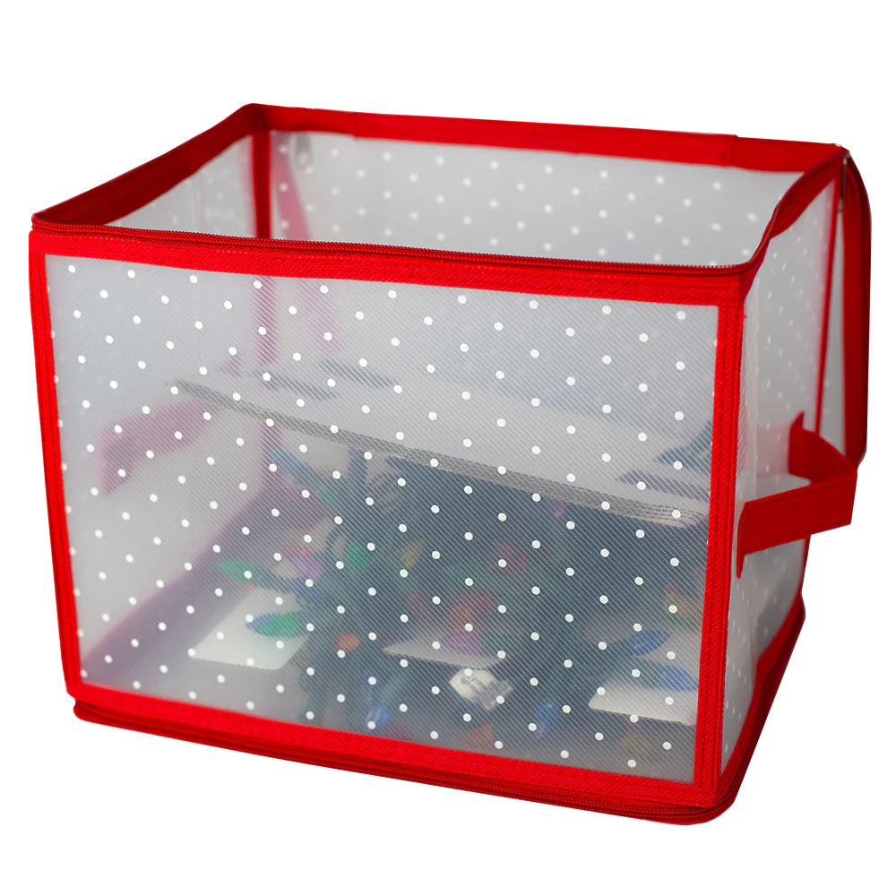 Home Basics Zippered Christmas Light Organizer, Red, 12.6x11x11 Inches - Image 4