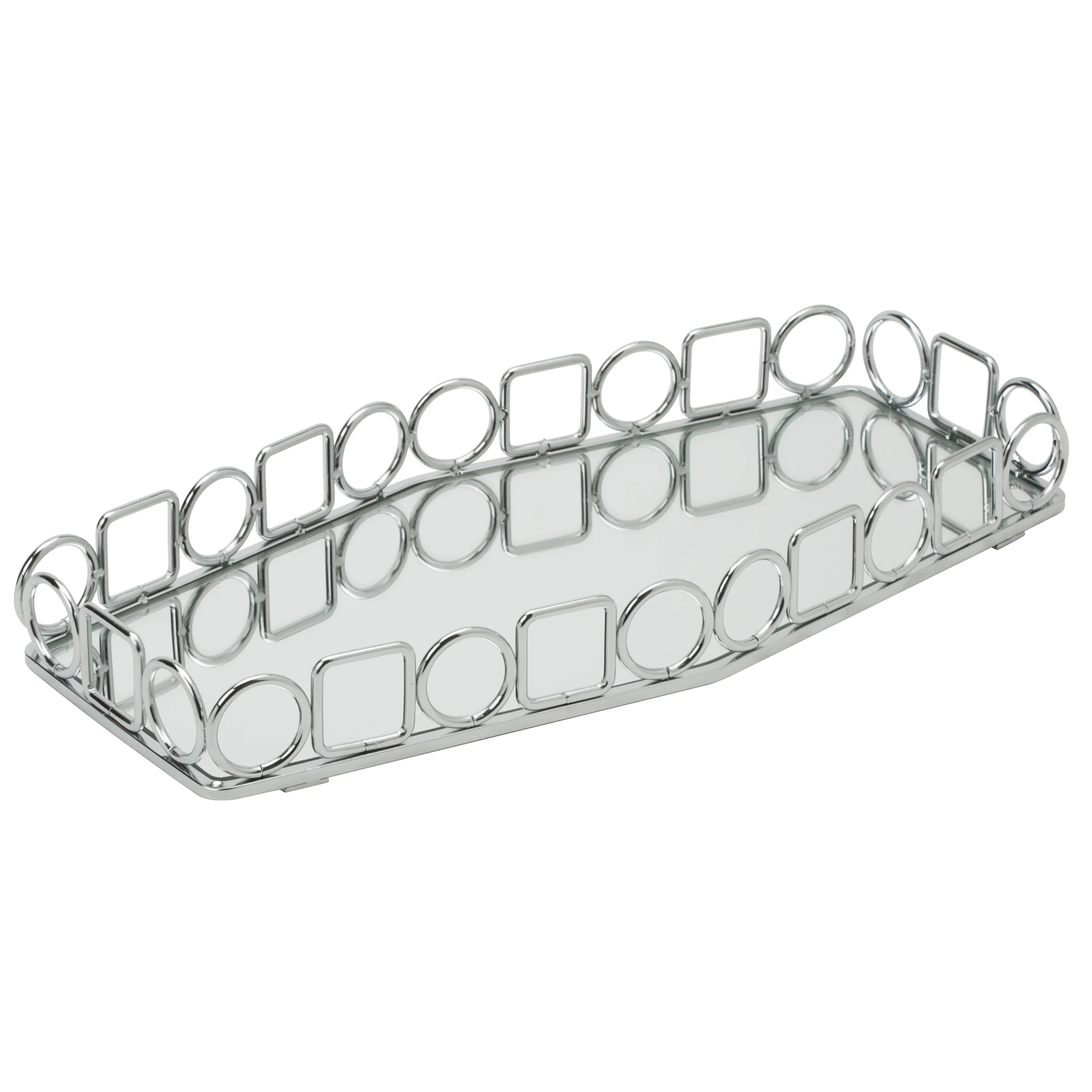 Home Details Circles & Squares Design  Mirror Vanity Tray - Image 2