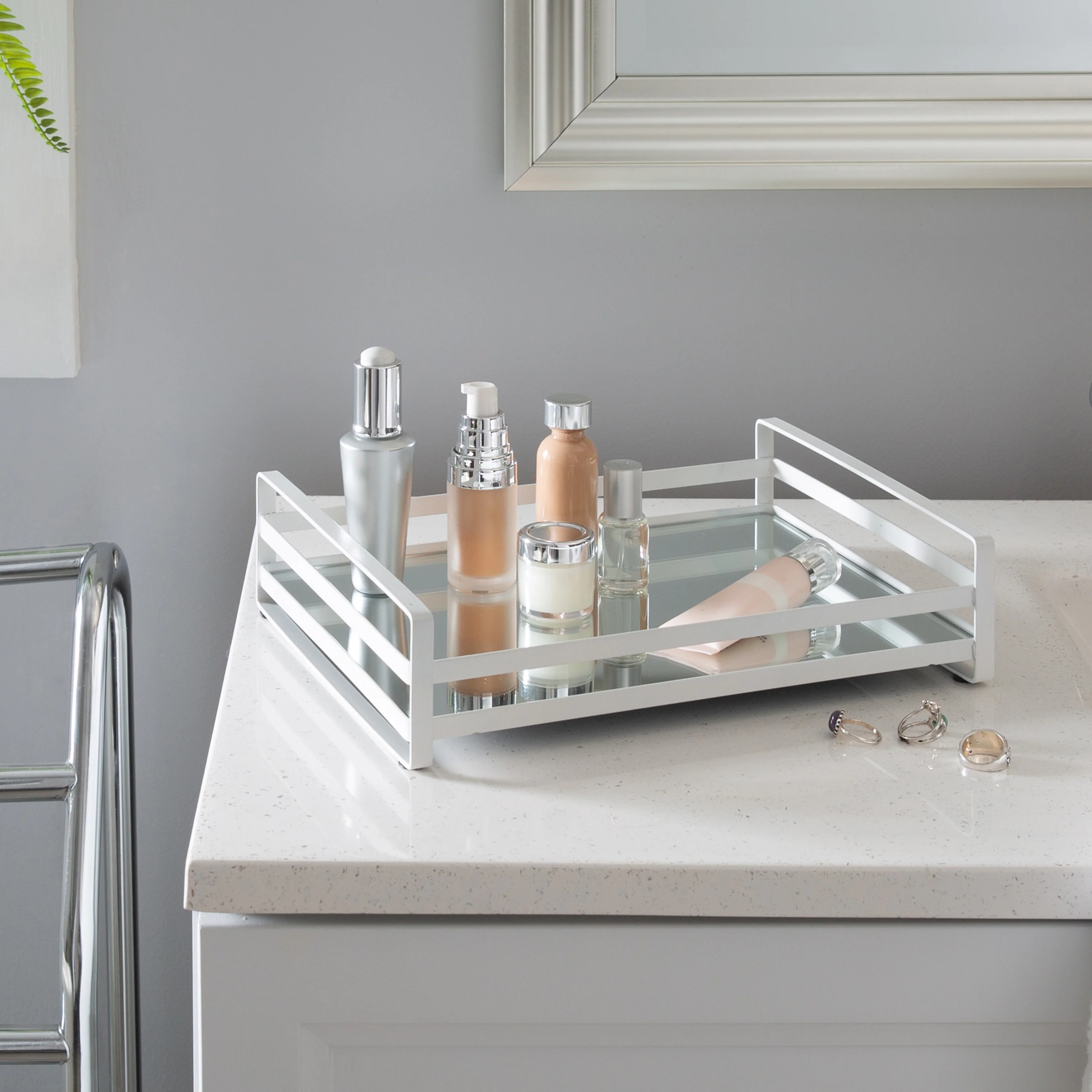 Home Details Flat Wired Rails Large Vanity Tray, 11.4x8.6x2.7 Inches - Image 3
