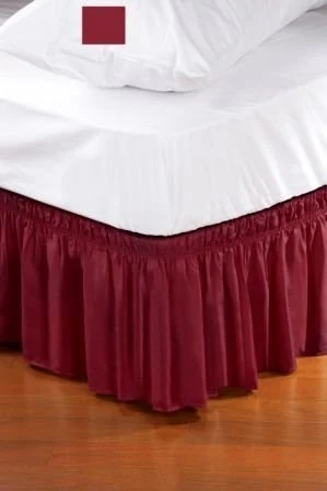 Home Details Wrap Around Bed Ruffle Queen/King, Burgundy - Image 5