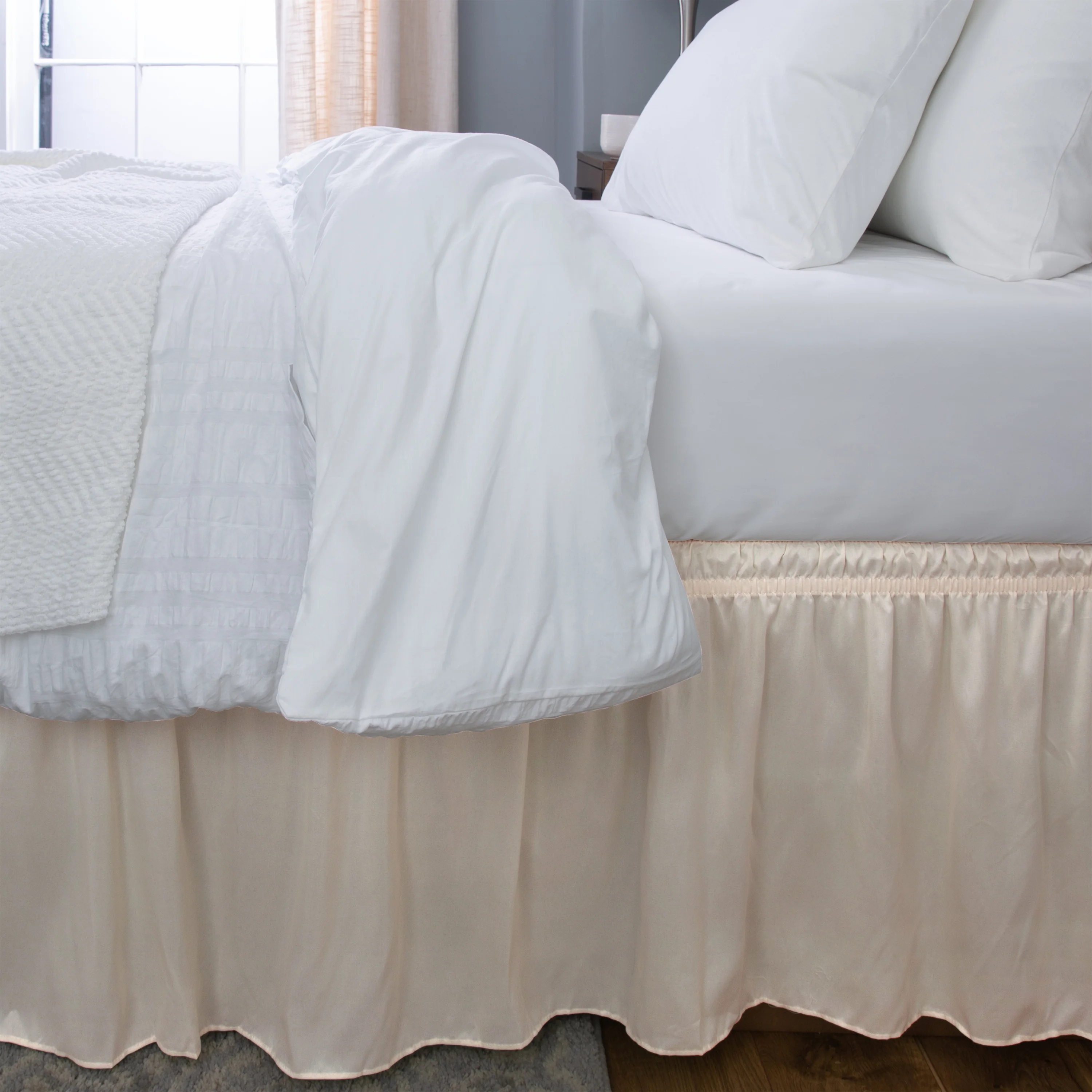 Home Details Wrap Around Bed Ruffle Queen/King in Beige - Image 3