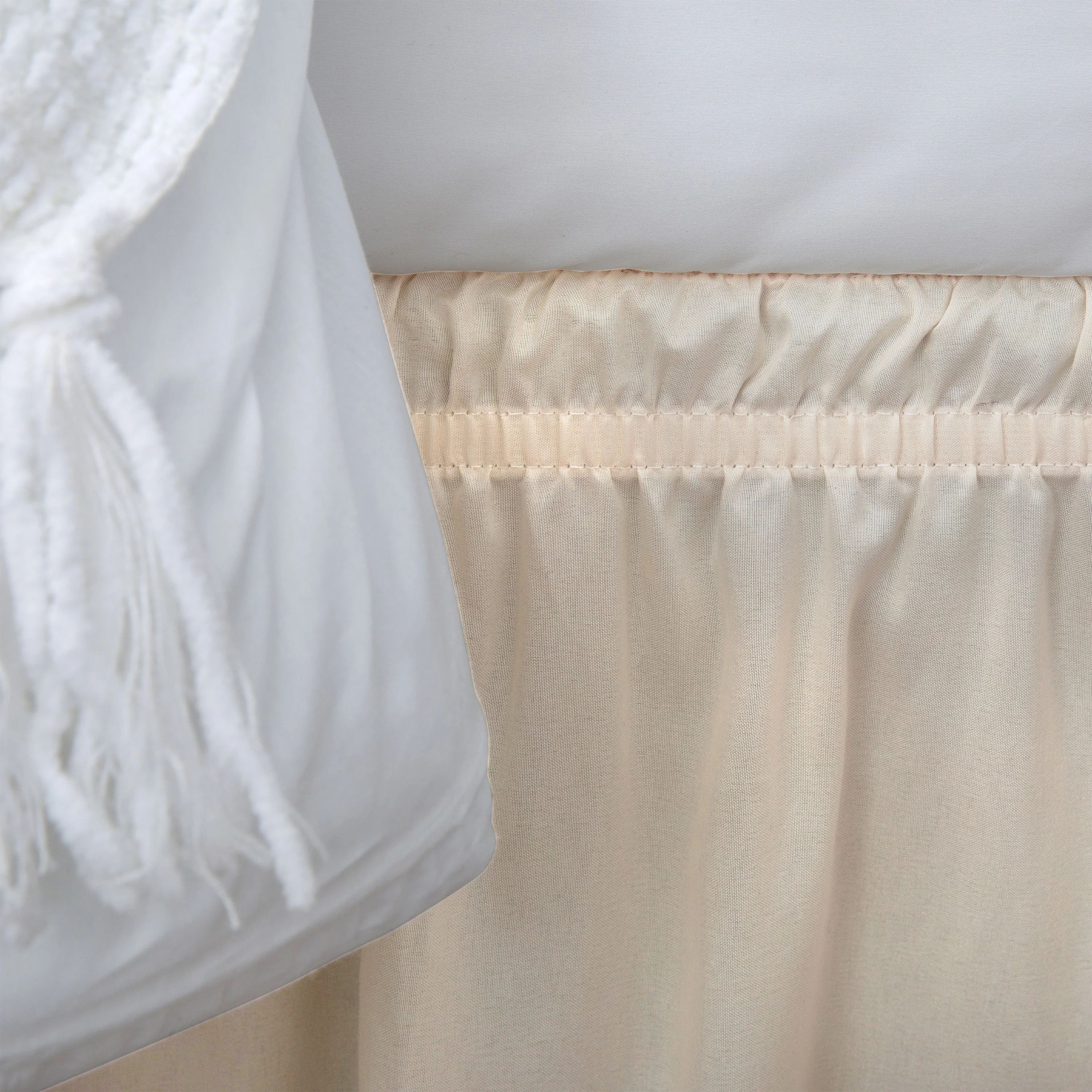 Home Details Wrap Around Bed Ruffle Queen/King in Beige - Image 4