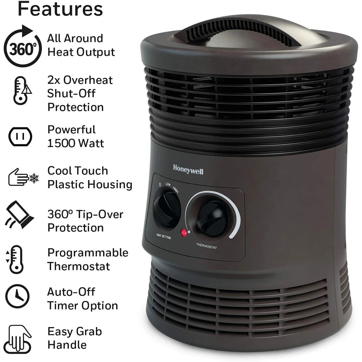 Honeywell 360 Degree Surround Heater With Fan Forced Technology, Black - Image 3