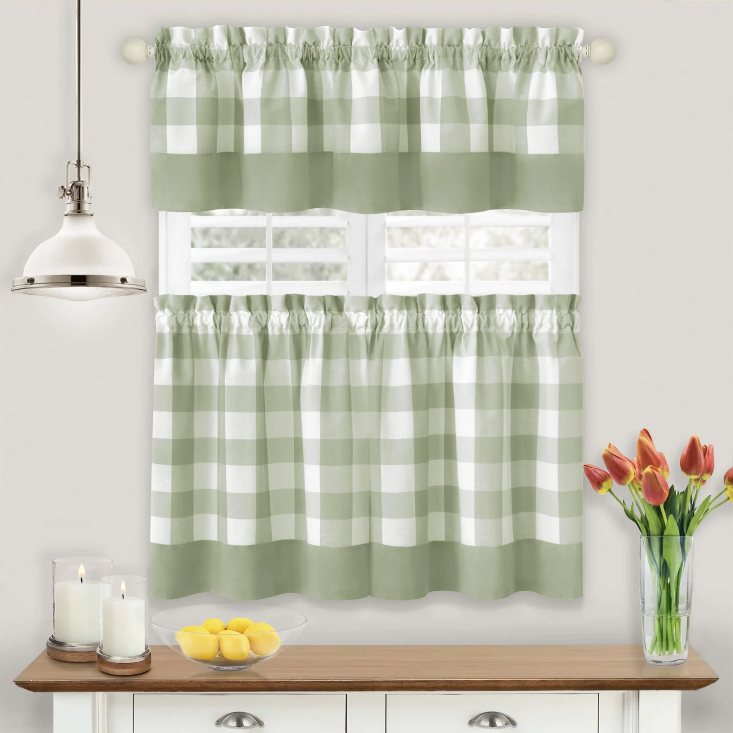 Hunter Kitchen Curtain and Valance Set, Tiers 30x36, Valance 57x36 Inches - Image 36