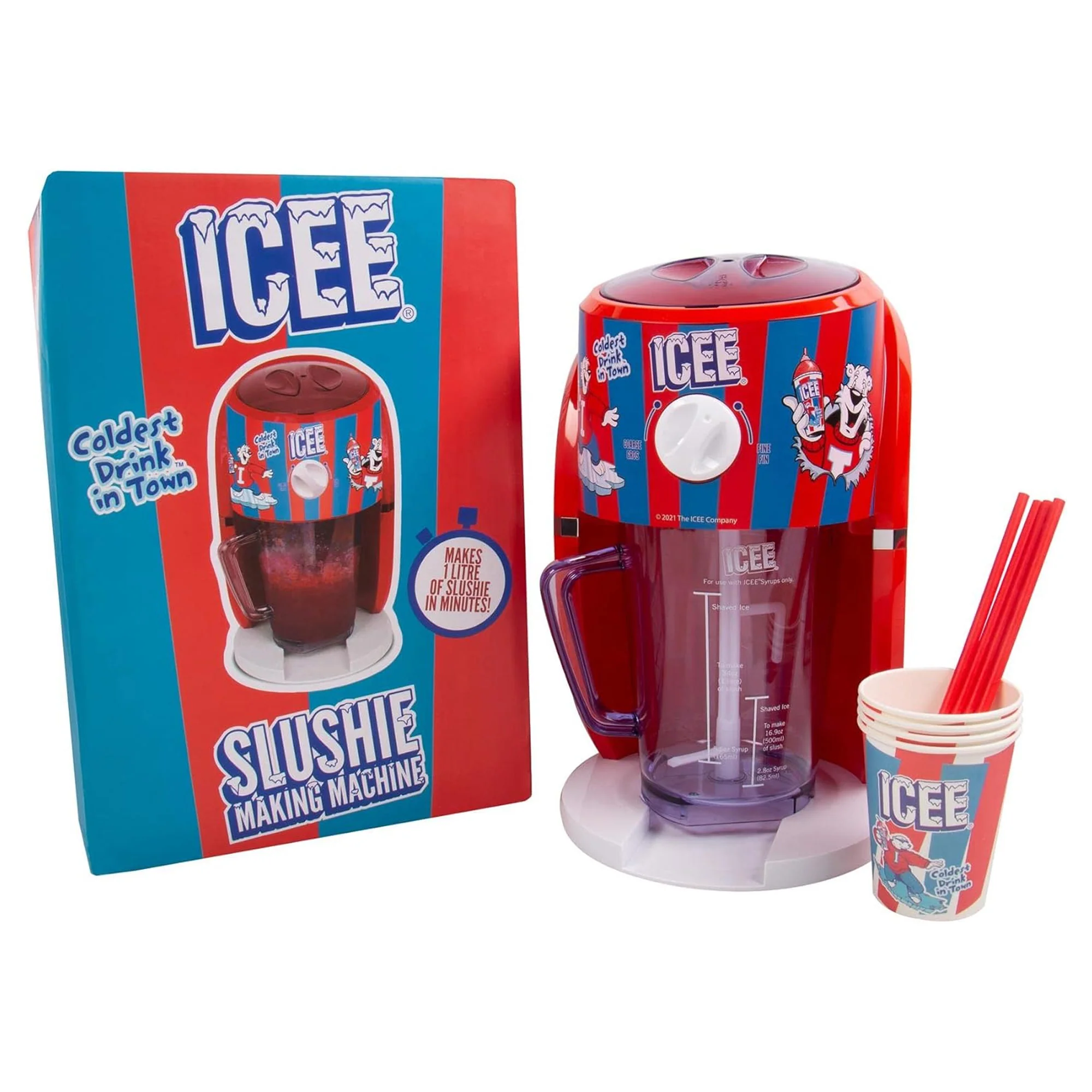 ICEE Snow Cone Machine Slushie Ice Shaving Machine, Includes Cups, Straws & Syrup - Image 2
