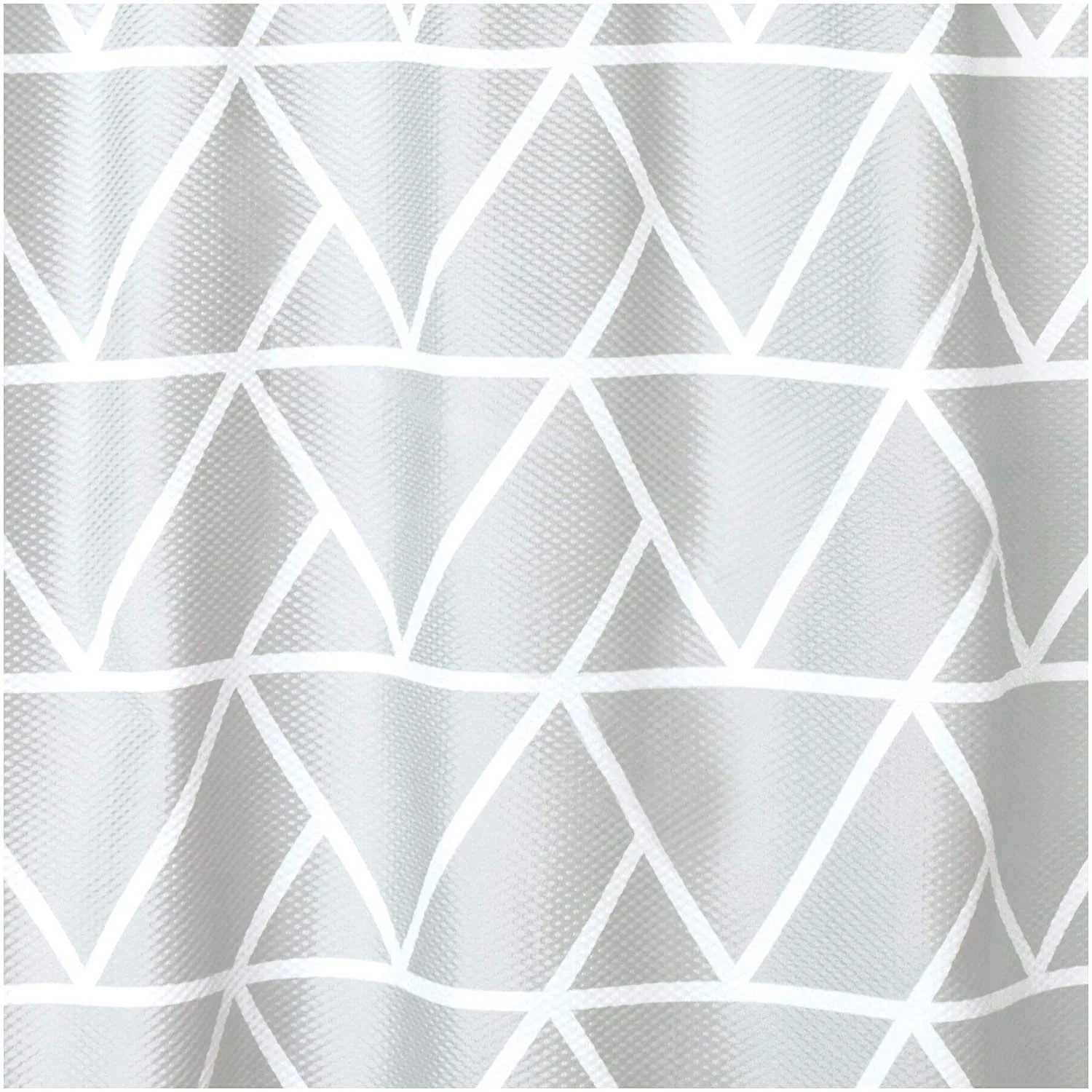 iDesign Connected Triangle Fabric Shower Curtain, Grey-White, 72x72 Inches - Image 2