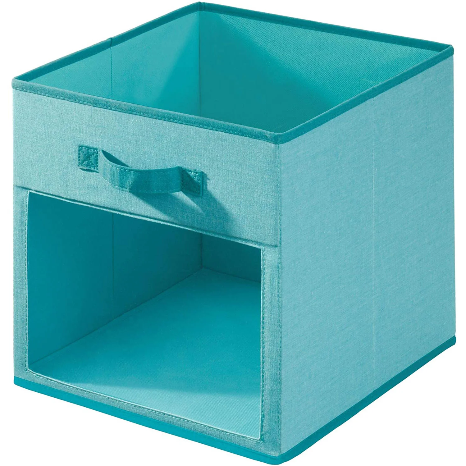 iDesign Fabric Storage Cube Bin With Clear Window, Teal, 13x13x13 Inches - Image 2
