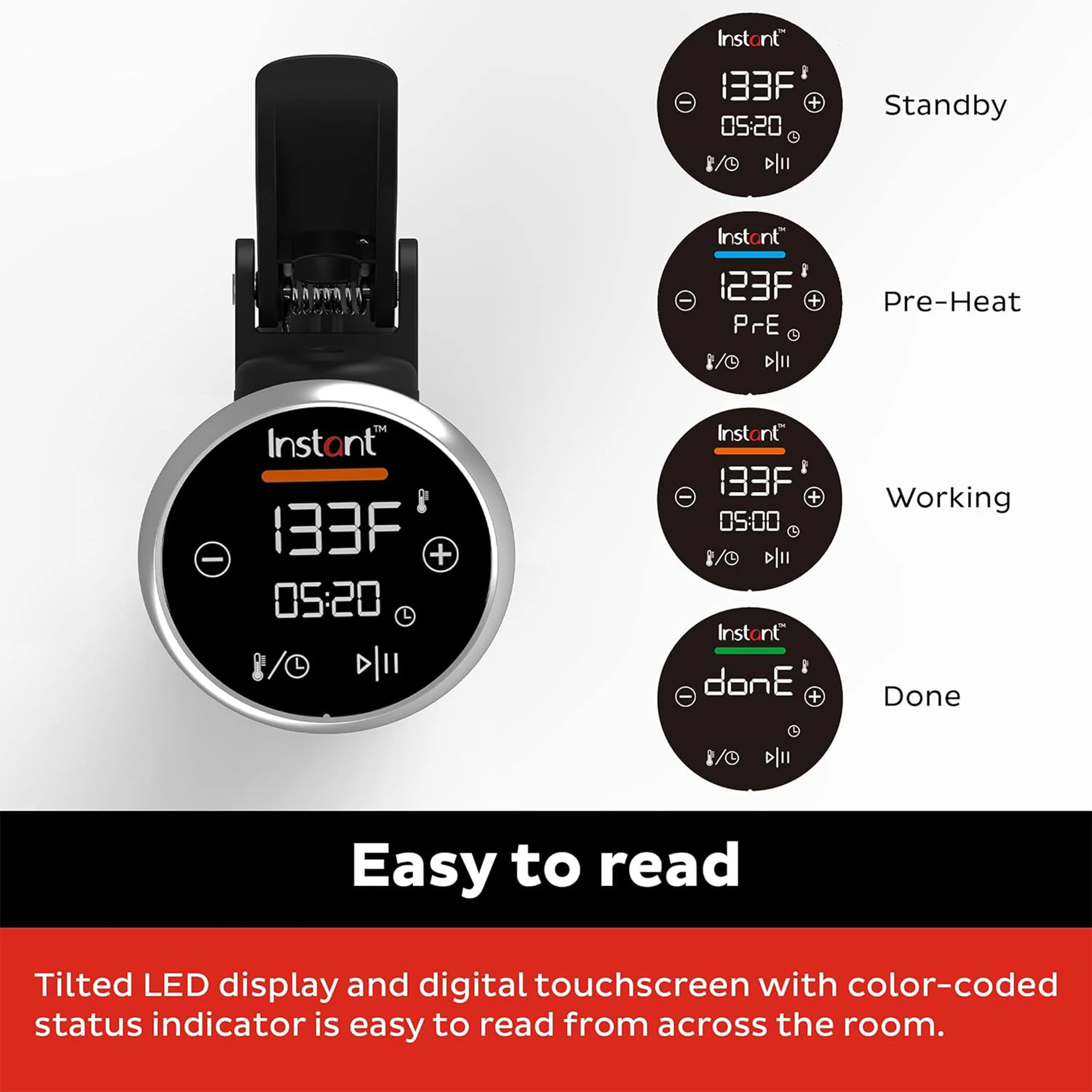 Instant Pot Accu Slim Sous Vide Immersion Circulator, 800W Precision Cooker, Black-Metal, 2.6 x 12.9 Inches - Image 4