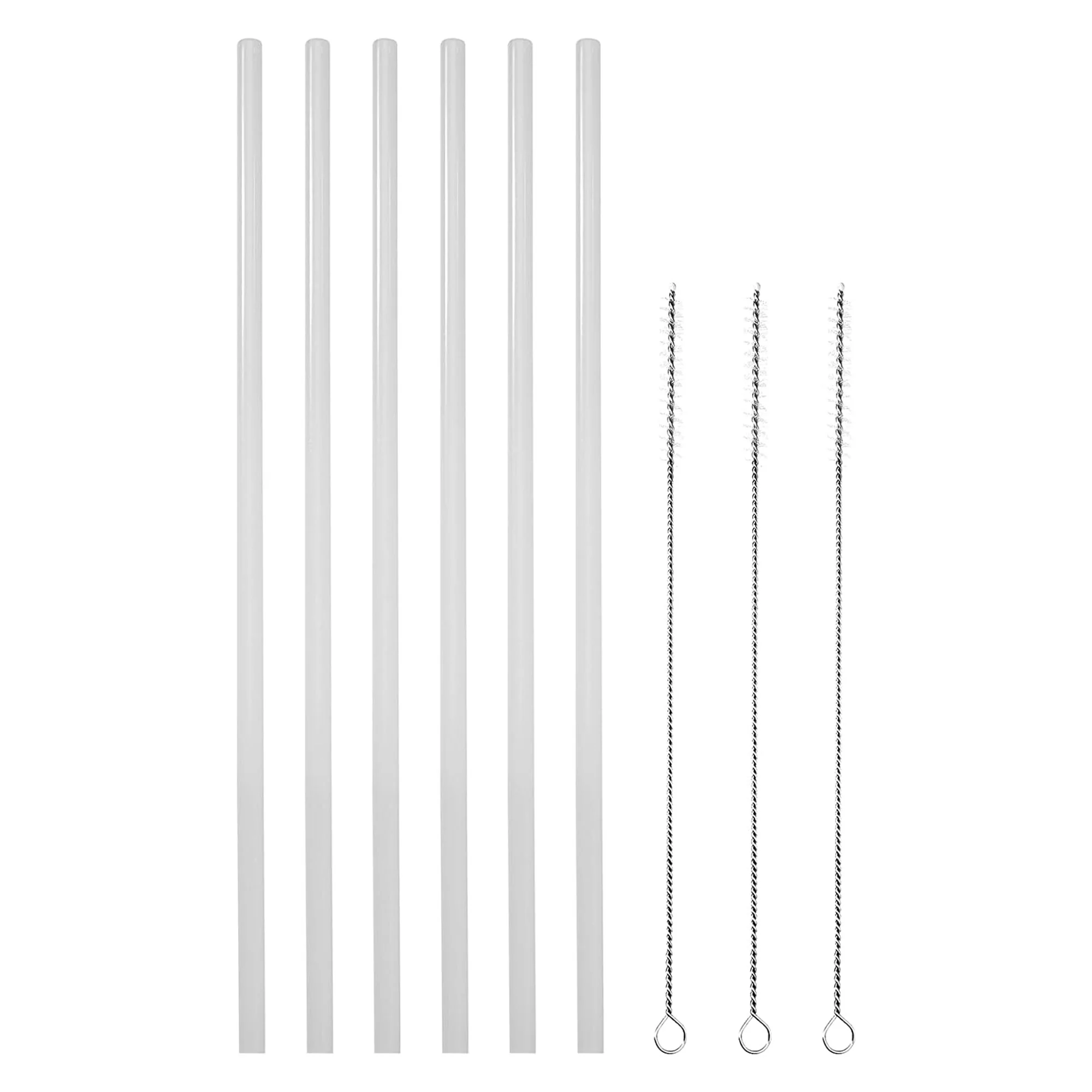 IRON °FLASK 6 Plastic Reusable Drinking Straws with Bendy Silicone Tips, 3 Cleaning Brushes & Travel Case, Clear - Image 4
