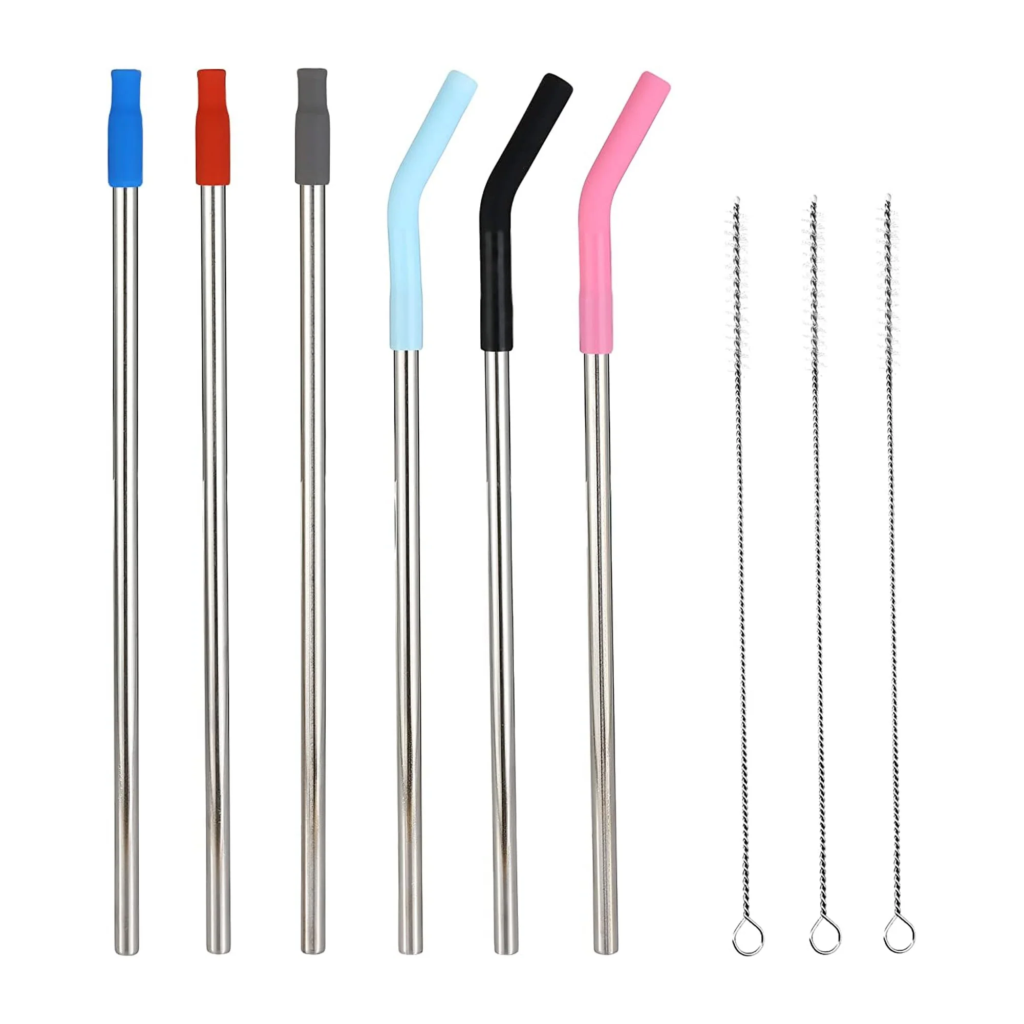 IRON °FLASK 6 Stainless Steel Reusable Drinking Straws with Bendy Silicone Tips, 3 Cleaning Brushes & Travel Case - Image 4