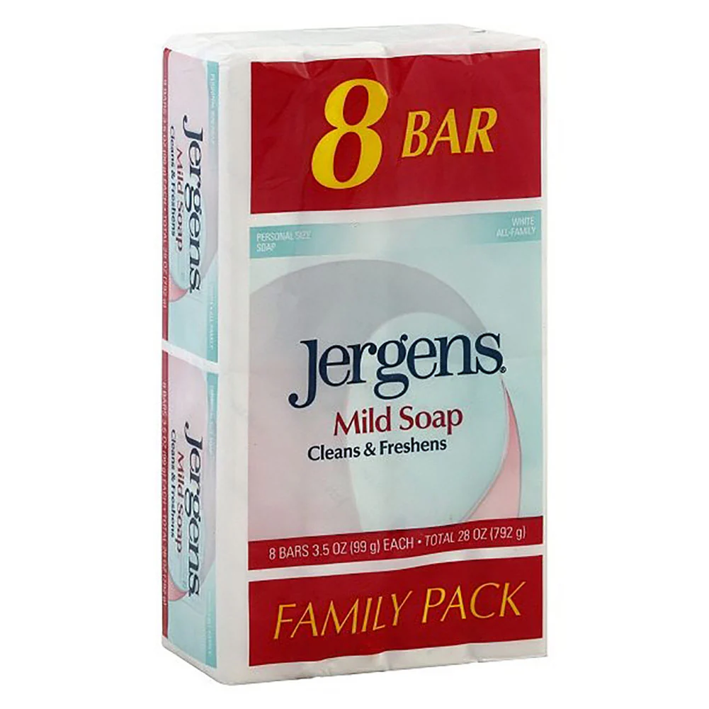 Jergens Mild Bar Soap Family Pack White, 8 Bars