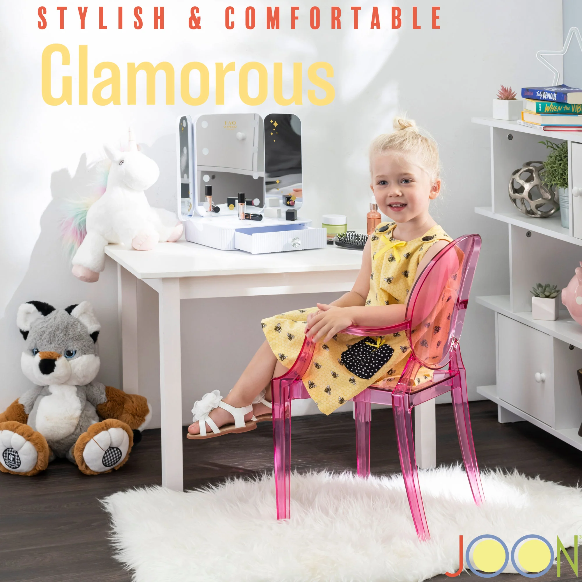 JOON 2 Pack Kids Ghost Chairs with Armrest, 25x13x14.5 Inches, Transparent - Image 16