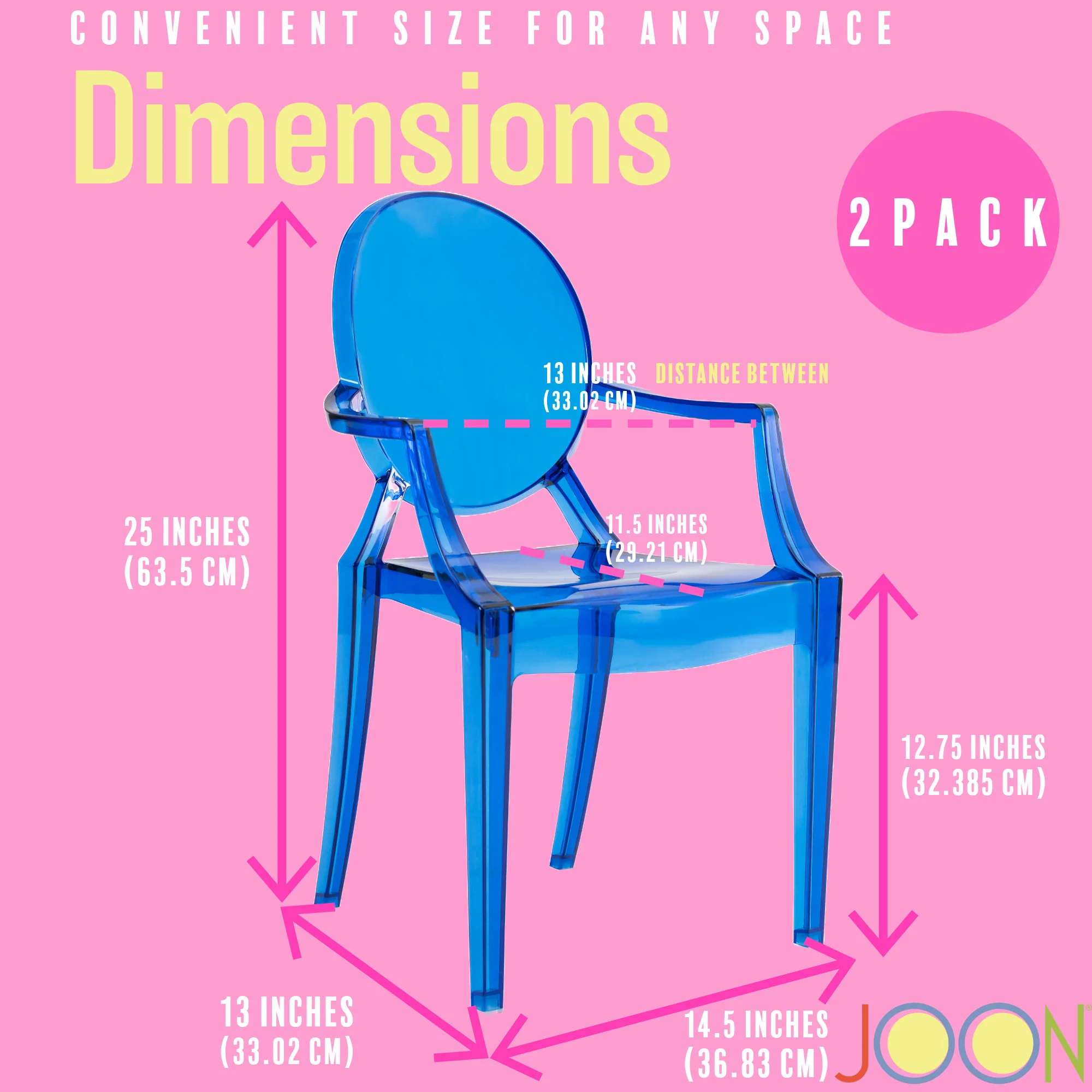 JOON 2 Pack Kids Ghost Chairs with Armrest, 25x13x14.5 Inches, Transparent - Image 21