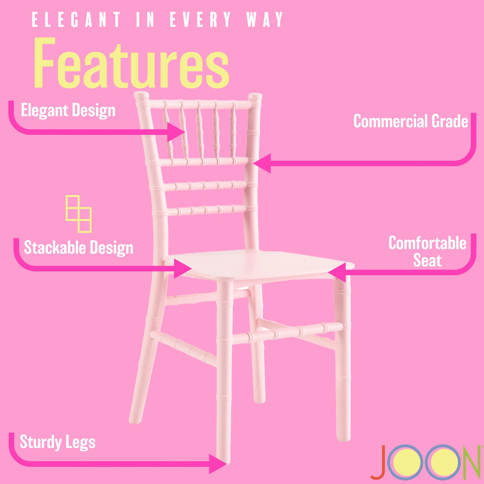 JOON 2 Pack Kids Tiffany Chiavari Chairs, 25x13x14.5 Inches - Image 10