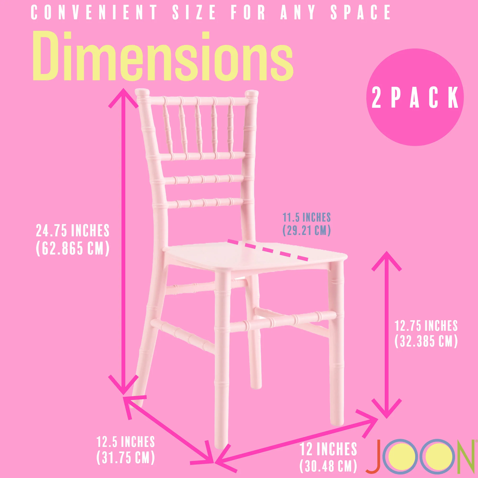 JOON 2 Pack Kids Tiffany Chiavari Chairs, 25x13x14.5 Inches - Image 12