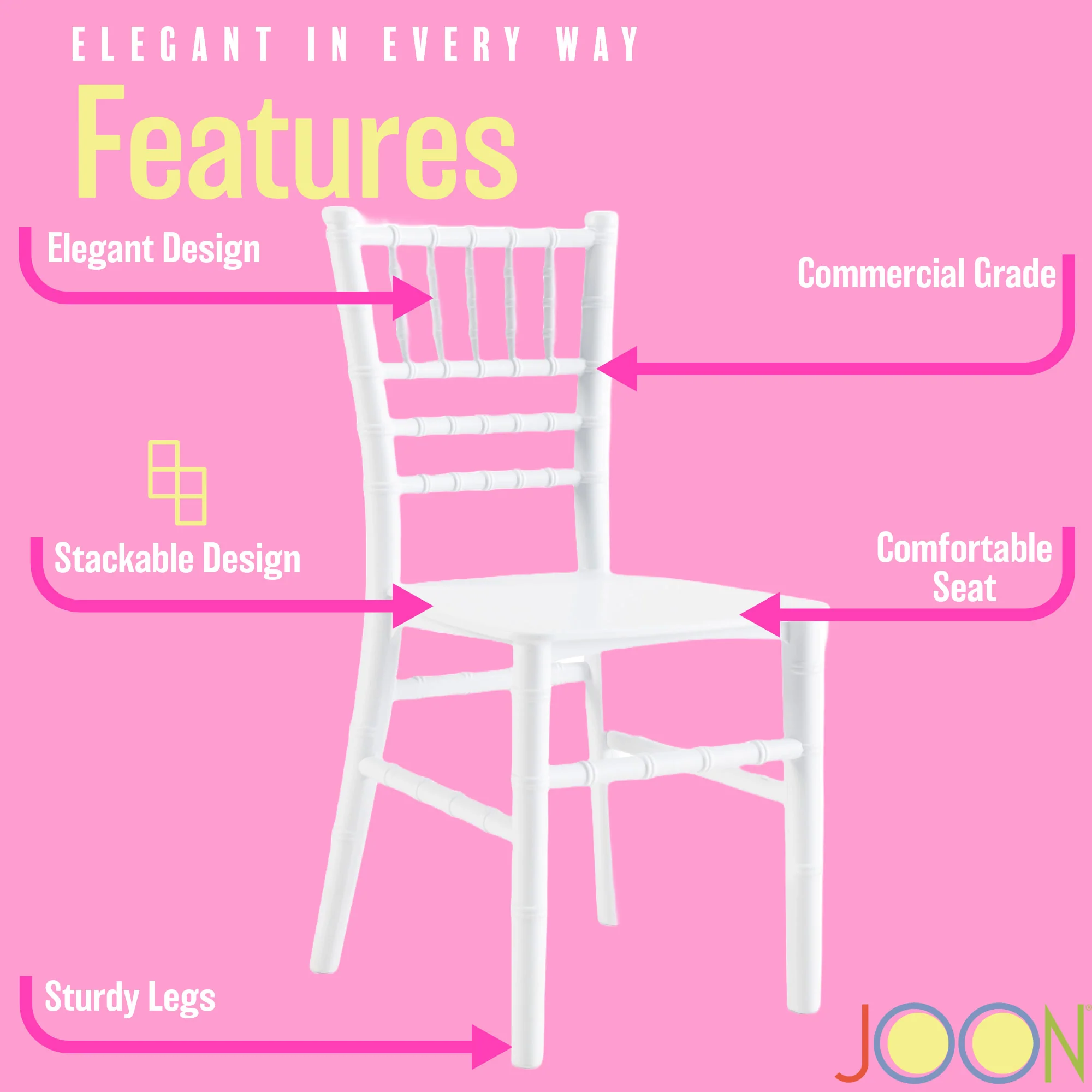 JOON 2 Pack Kids Tiffany Chiavari Chairs, 25x13x14.5 Inches - Image 14