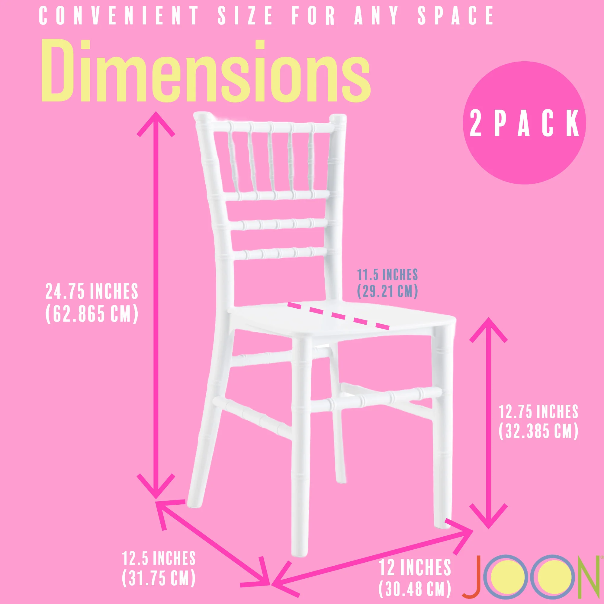 JOON 2 Pack Kids Tiffany Chiavari Chairs, 25x13x14.5 Inches - Image 16