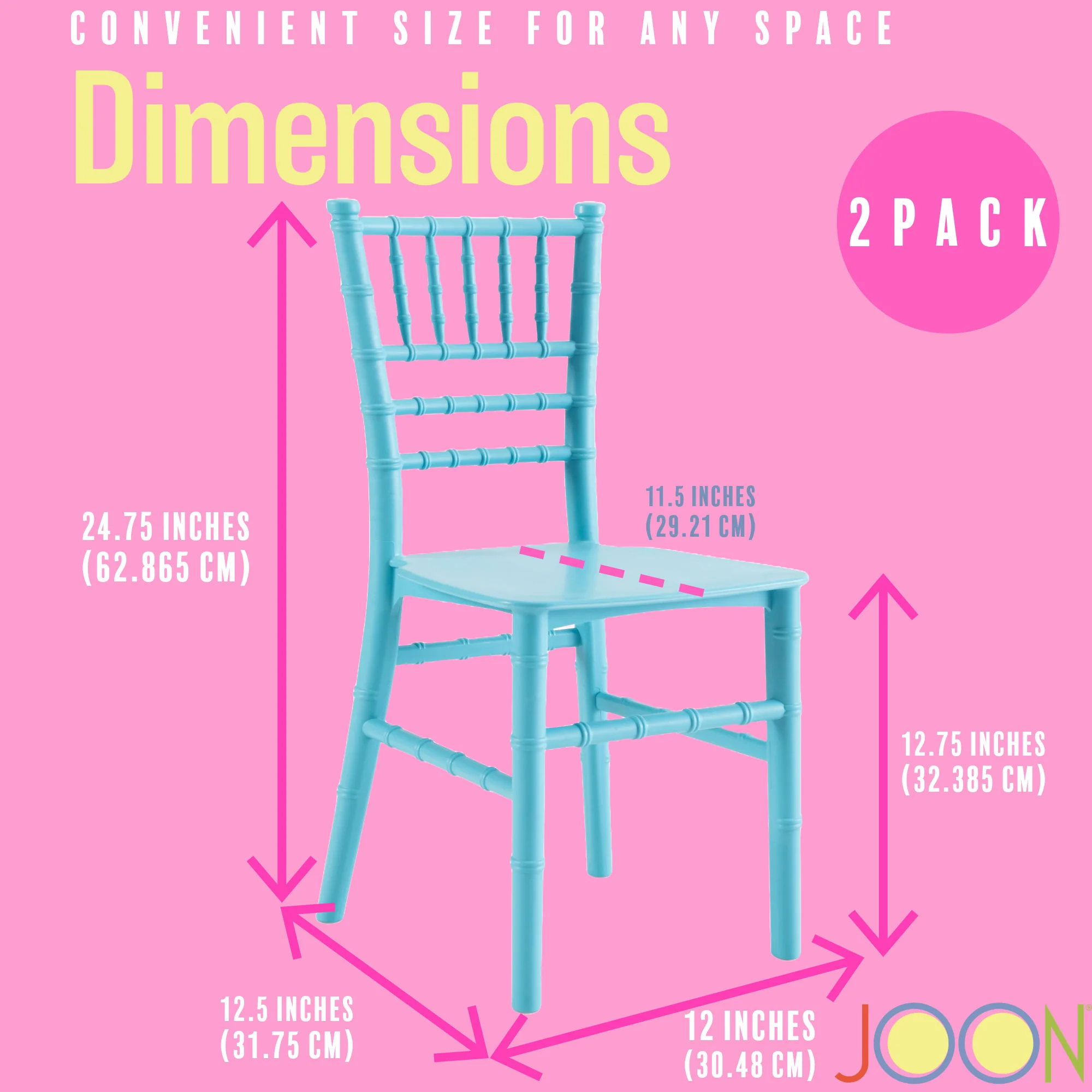 JOON 2 Pack Kids Tiffany Chiavari Chairs, 25x13x14.5 Inches - Image 8
